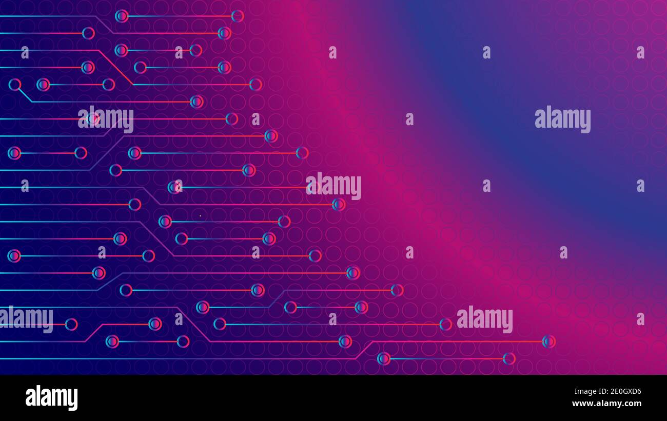 Modello di progettazione di background della scheda a circuito stampato cyberpunk. Illustrazione vettoriale della tecnologia astratta. Concetto di progettazione per il trasferimento dei dati di traccia su circuito stampato sci-Fi. Illustrazione Vettoriale