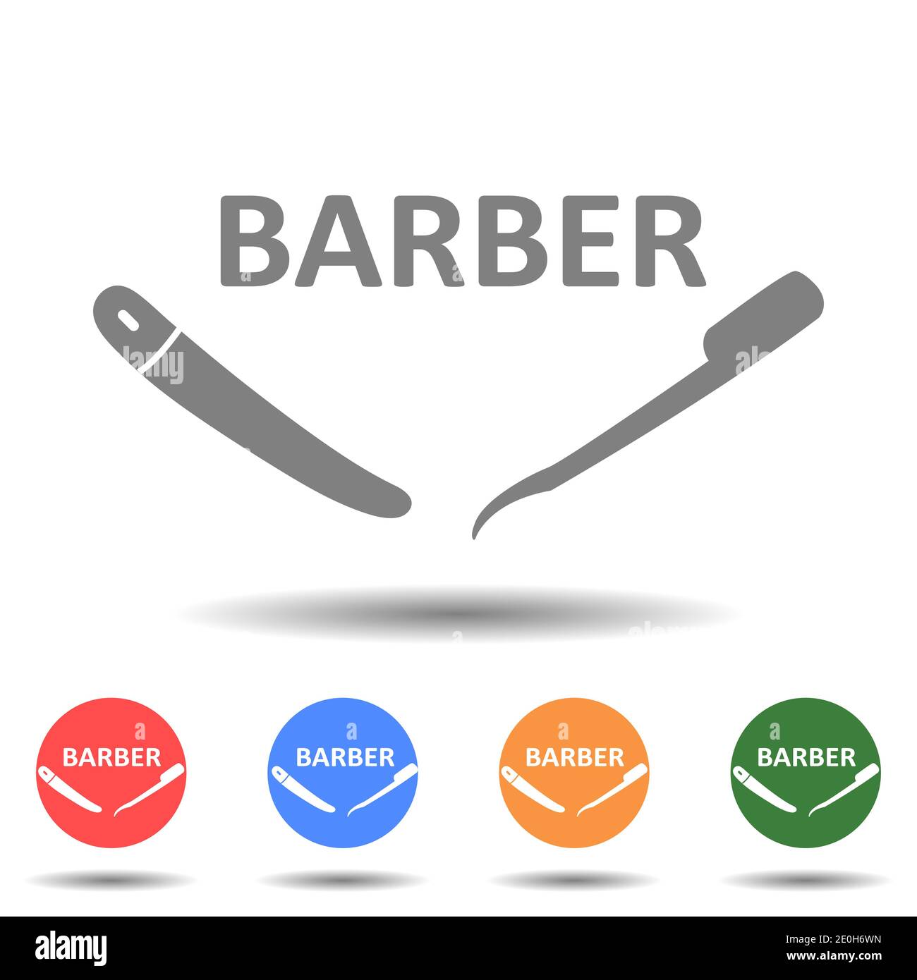 Rasoio dritto con logo Barber Word Illustrazione Vettoriale