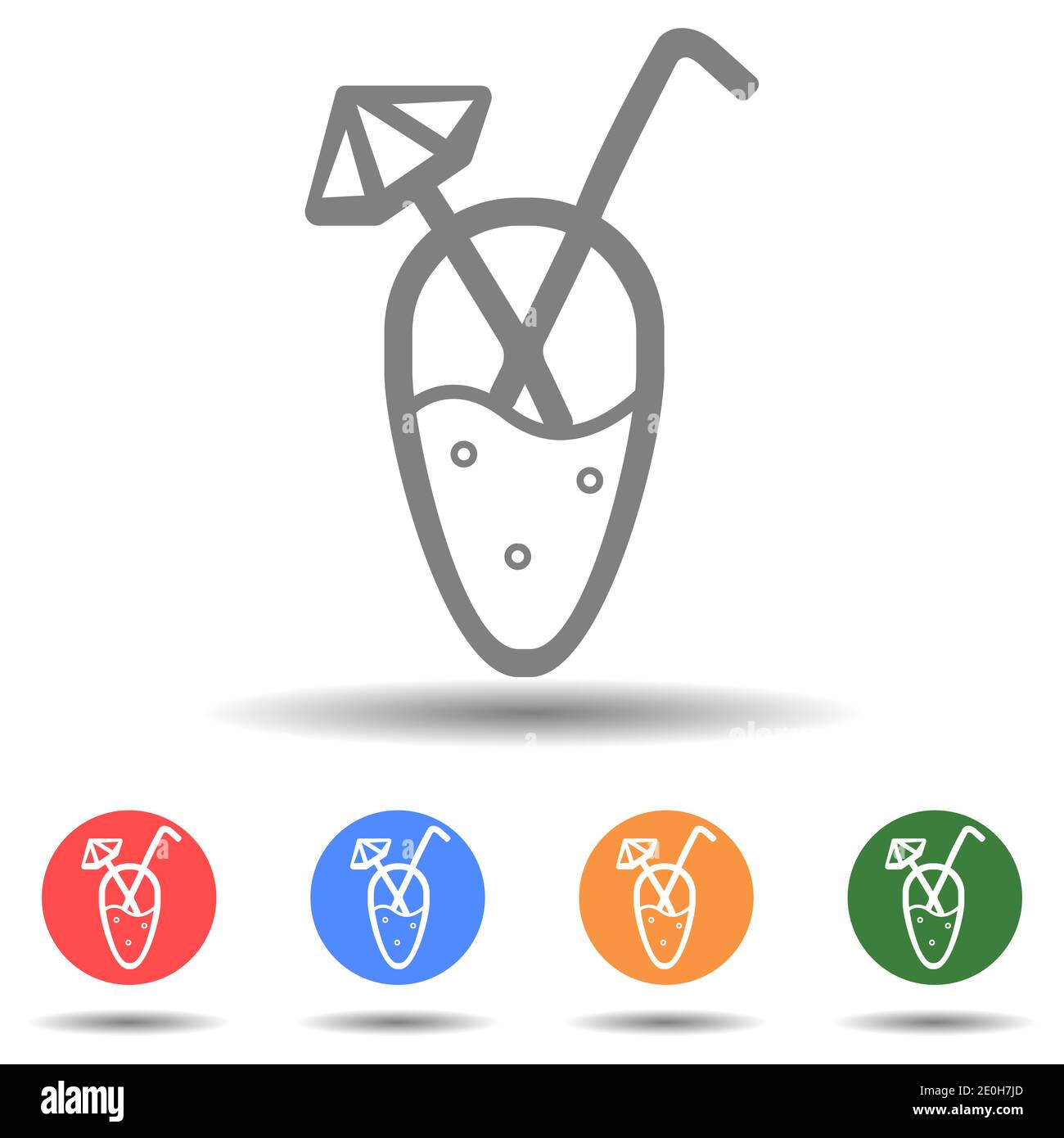 Bicchiere da cocktail con icona vettore di paglia Illustrazione Vettoriale
