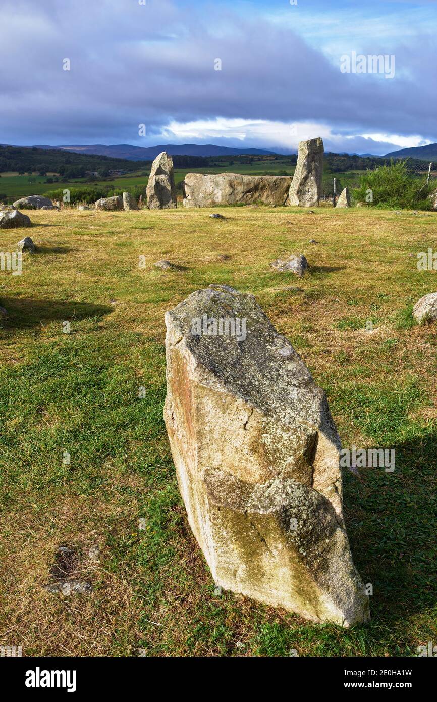 Tomnaverie Recumbent Stone Circle, Tarland, Aberdeenshire, Scozia Foto Stock