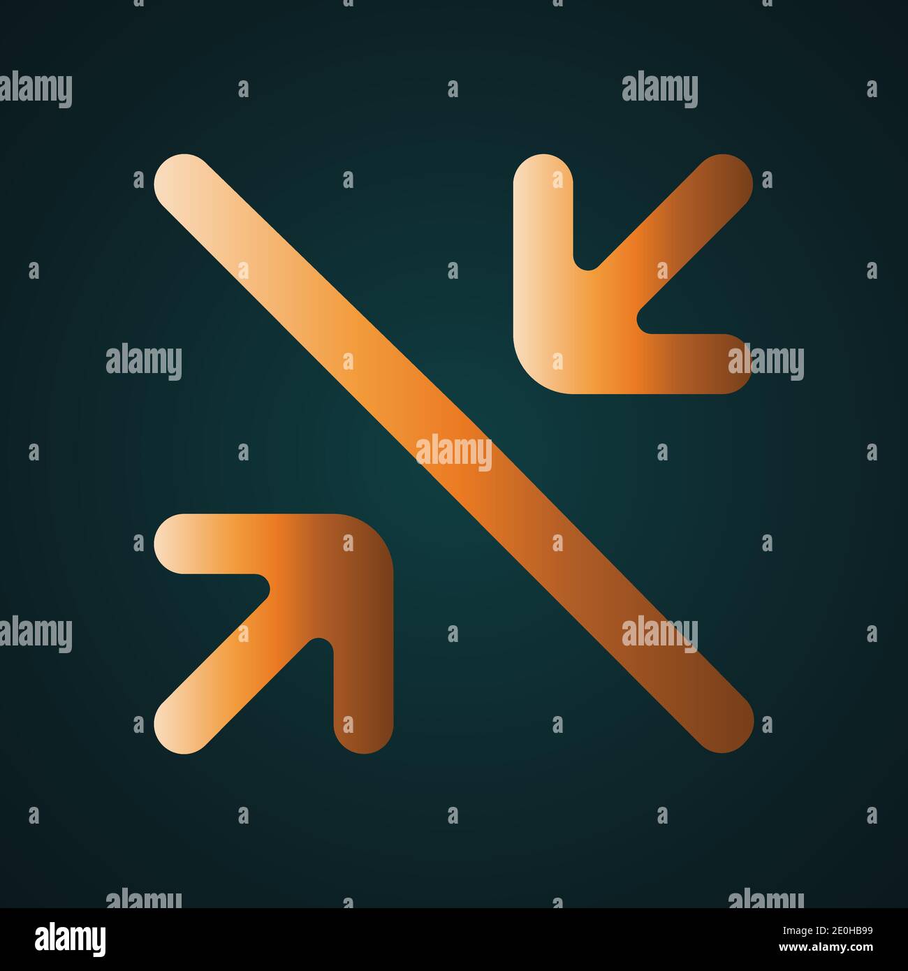 Due frecce che puntano al centro. Gradient gold Concept con sfondo scuro Illustrazione Vettoriale