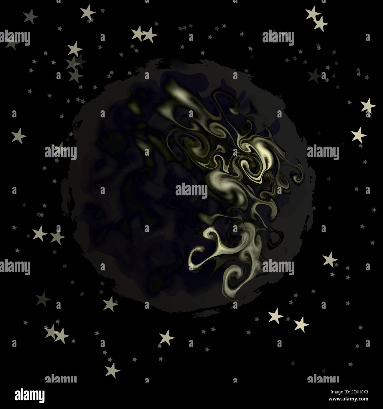 Pianeta alieno scuro tra stelle, eps10 stilizzato immagine vettoriale ...