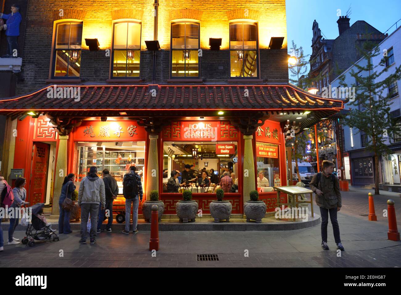 Il ristorante Lotus Garden, Gerrard St, Chinatown, Soho, Londra, Inghilterra, Grossbritannien Foto Stock