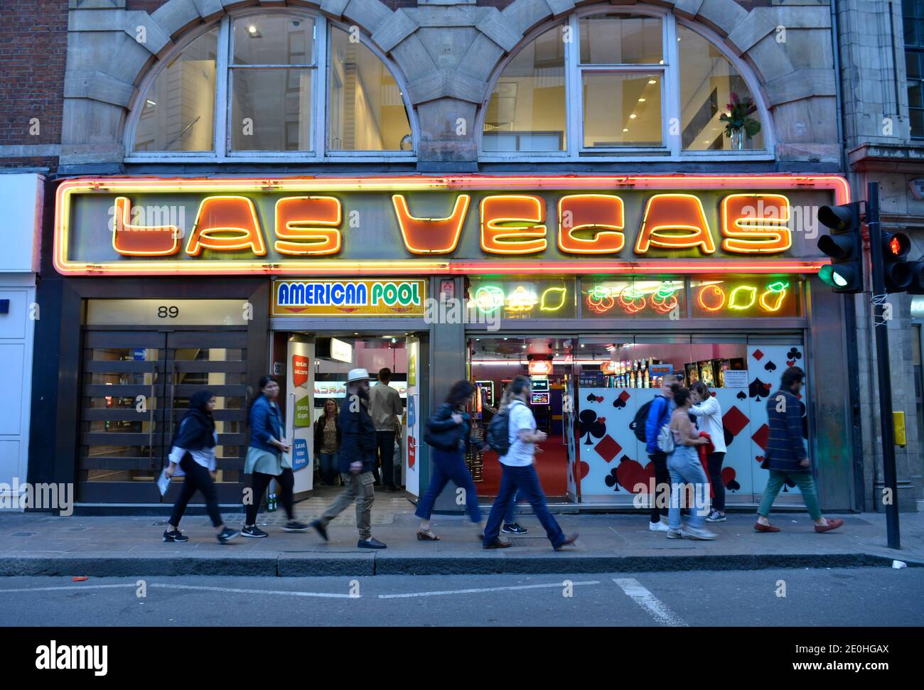 Las Vegas Arcade, Wardour St, Soho, Londra, Inghilterra, Grossbritannien Foto Stock