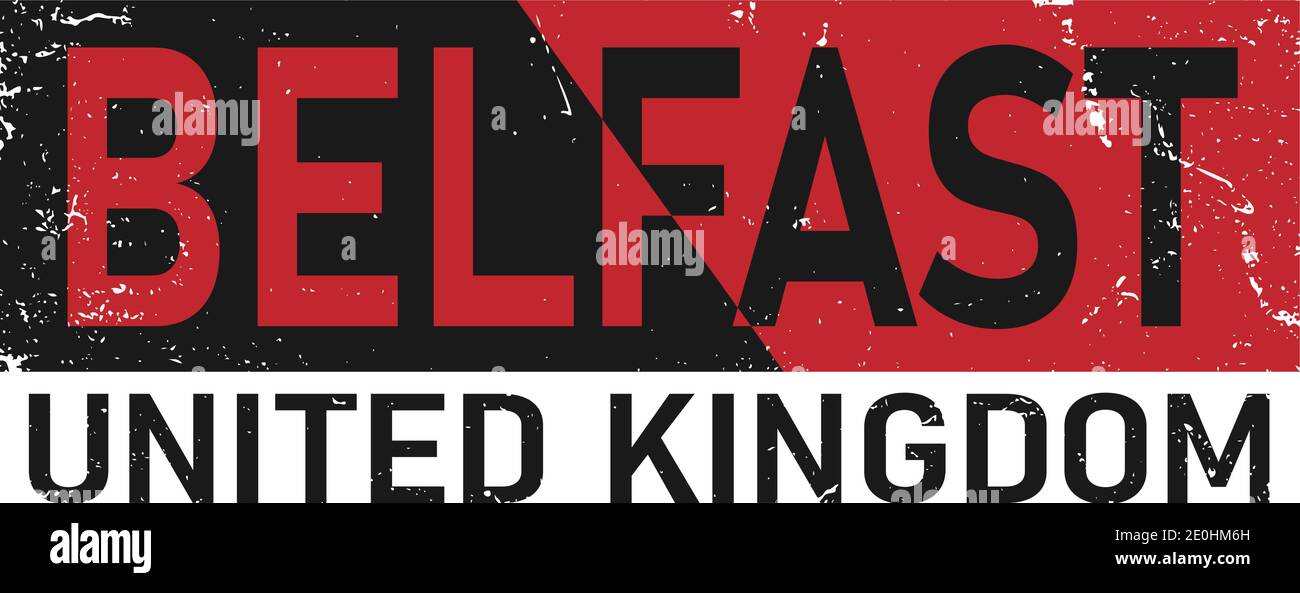 Scritta Belfast in stile originale. Tipografia della città europea per stampe, pubblicità, identità. Opere d'arte turistiche disegnate a mano di alta qualità. Viaggi Illustrazione Vettoriale