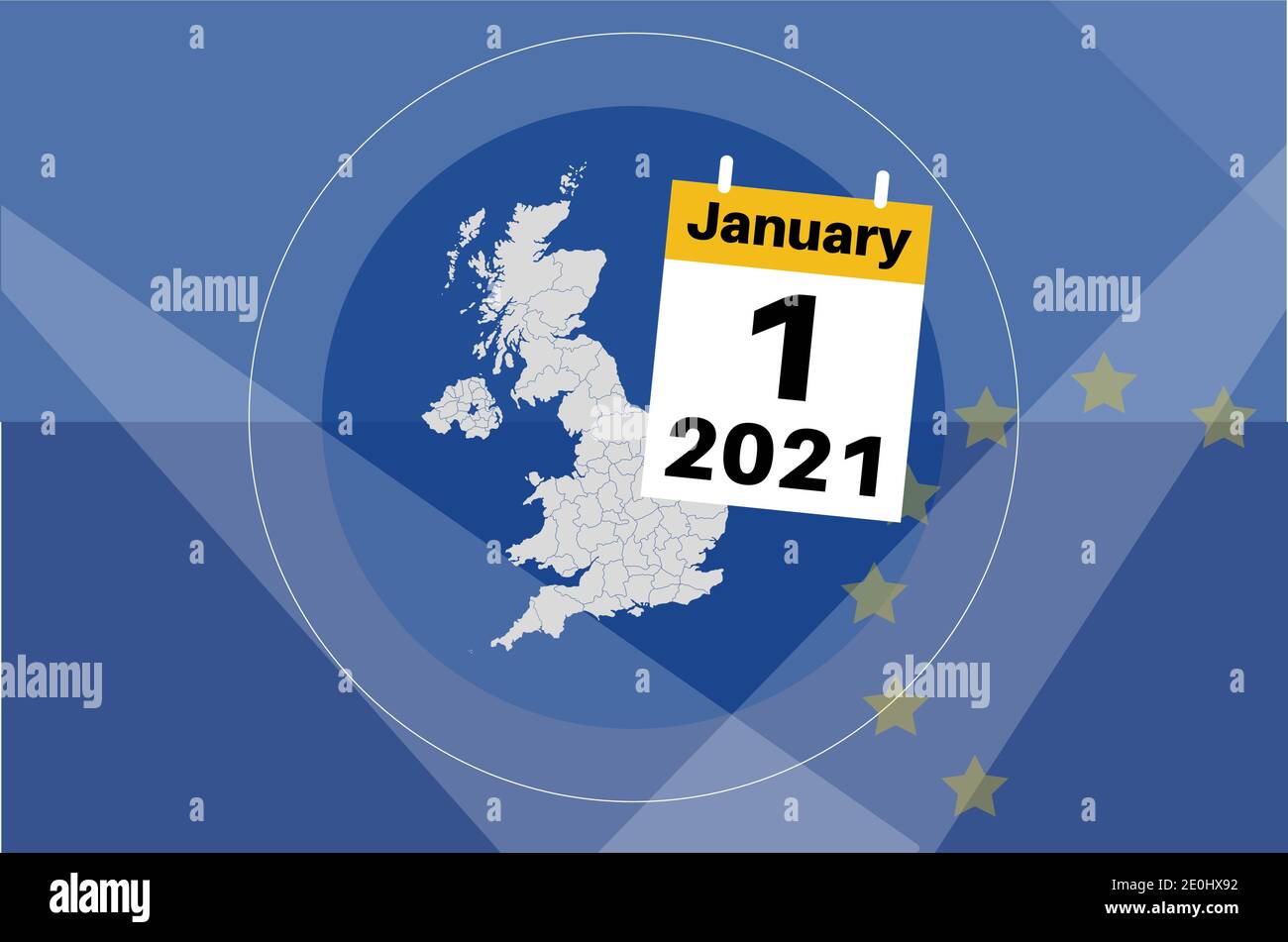 Regno Unito 1 gennaio 2021 UK Breaks Free from the EU Illustrazione Vettoriale