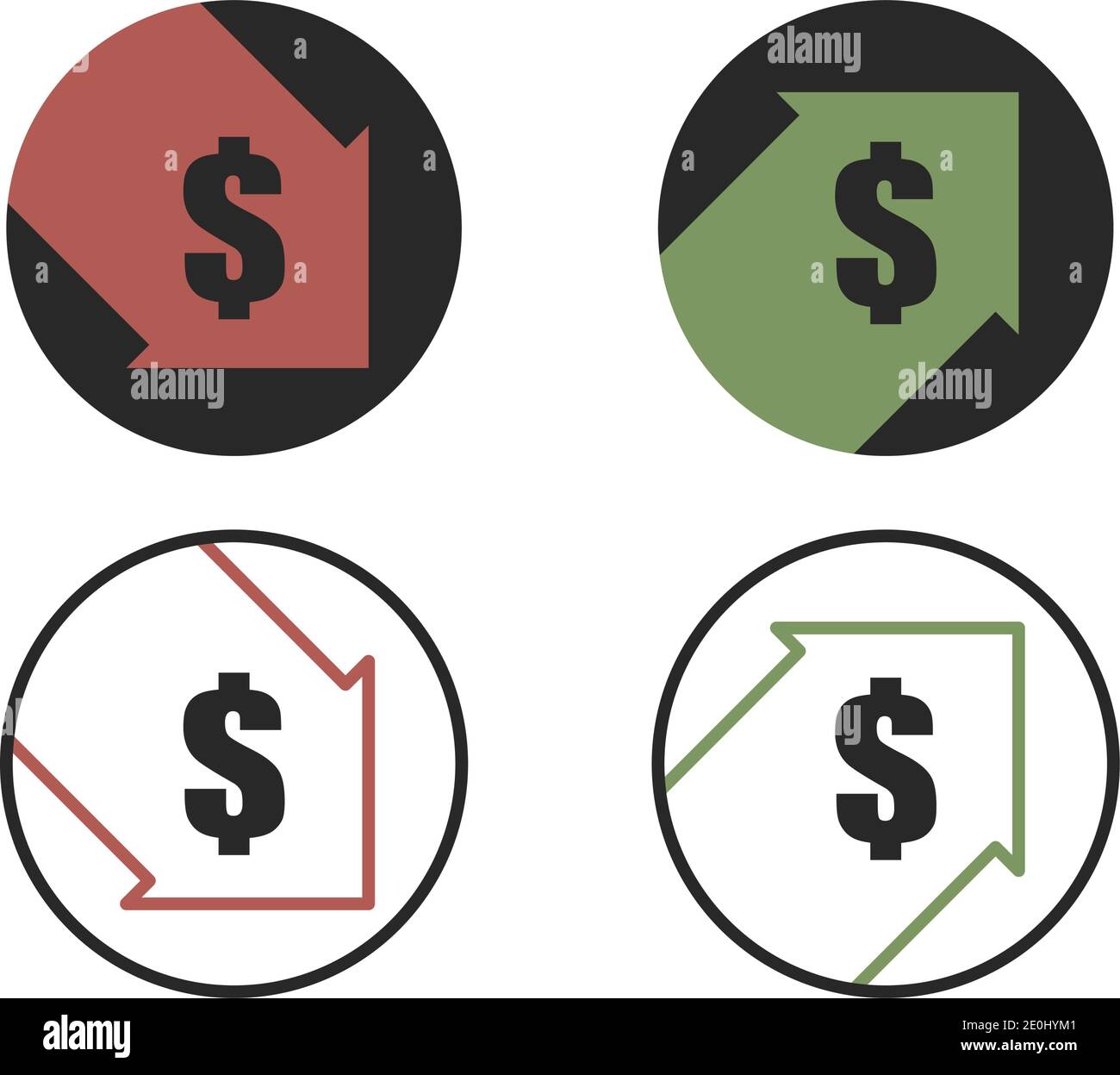 Concetto di crisi economica. Isolato su sfondo bianco. Illustrazione Vettoriale