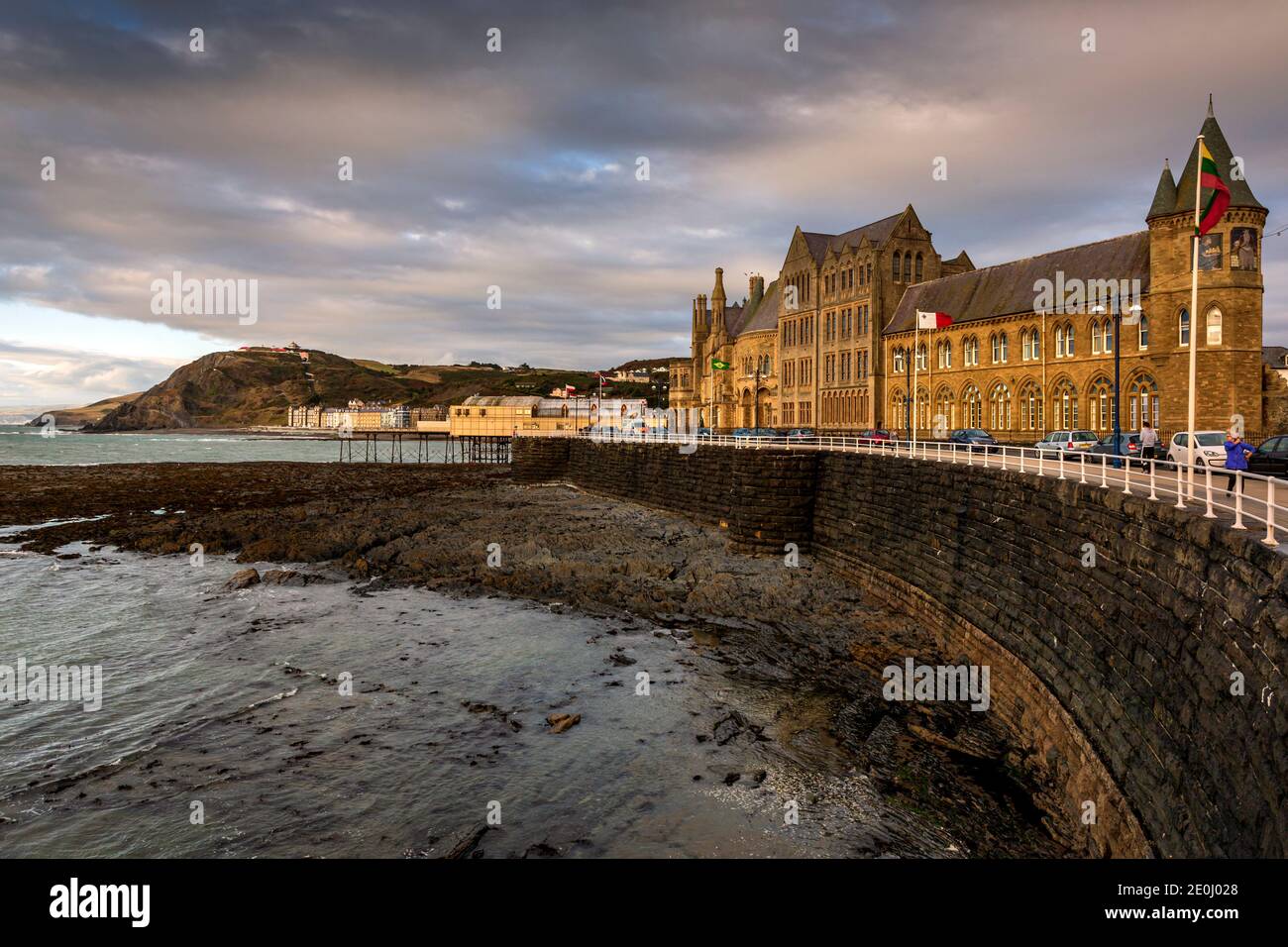 Old College ad Aberystwyth, Ceredigion, Galles occidentale. Foto Stock