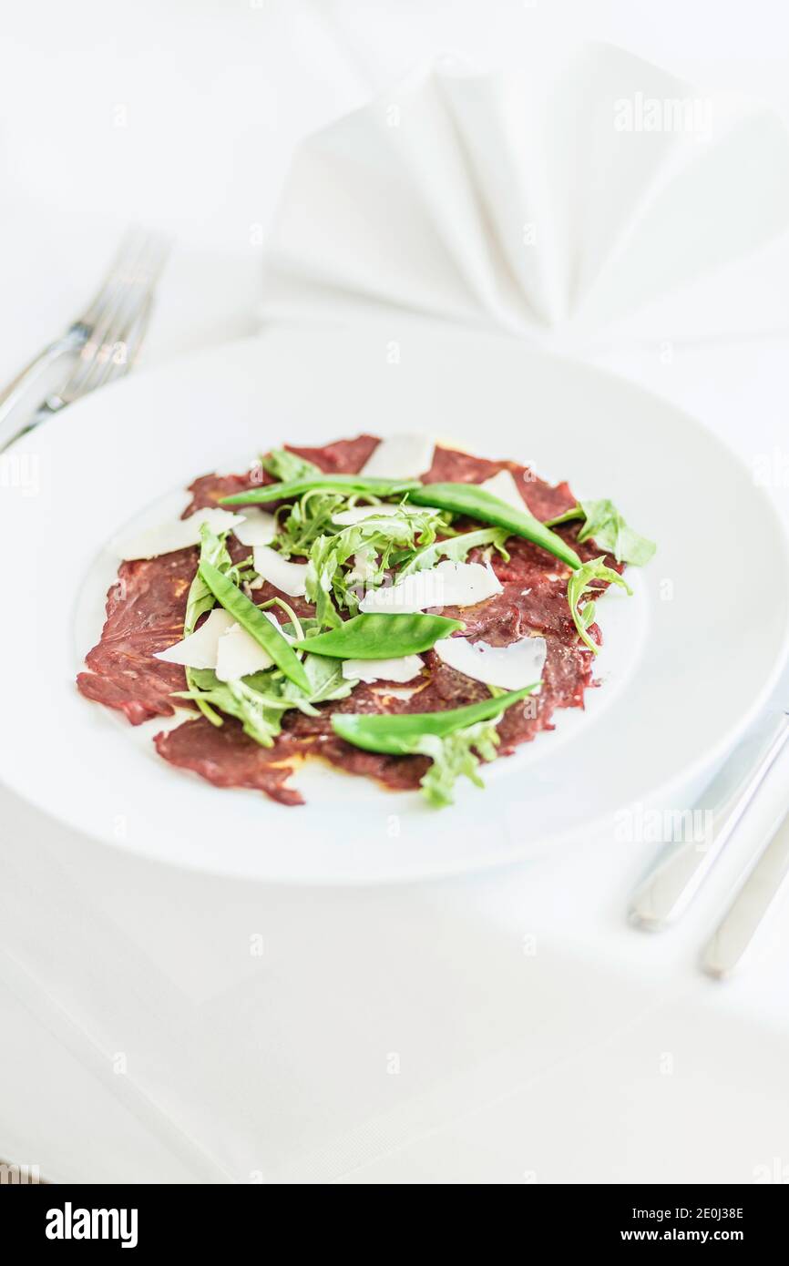 Carpaccio come parte di un menu di nozze Foto Stock