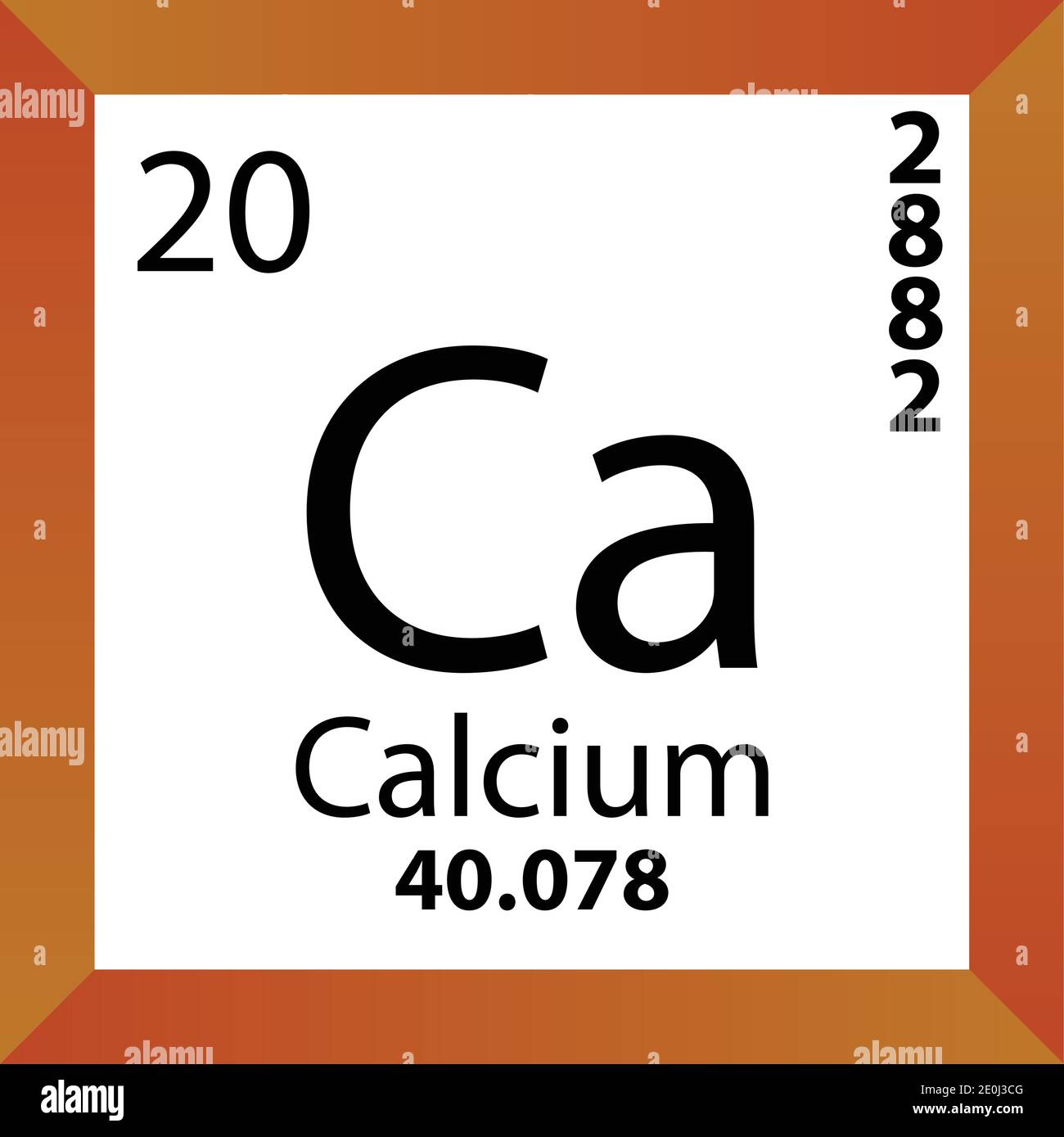 Elemento chimico del calcio. Simbolo chimico con numero atomico e massa  atomica Immagine e Vettoriale - Alamy