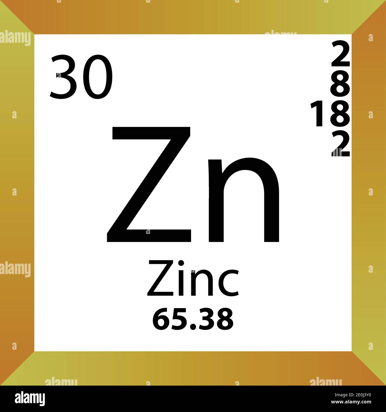 Zn zinco elemento chimico Tavola periodica. Illustrazione a vettore  singolo, icona colorata con massa molare, conn. Di elettroni e numero  atomico Immagine e Vettoriale - Alamy