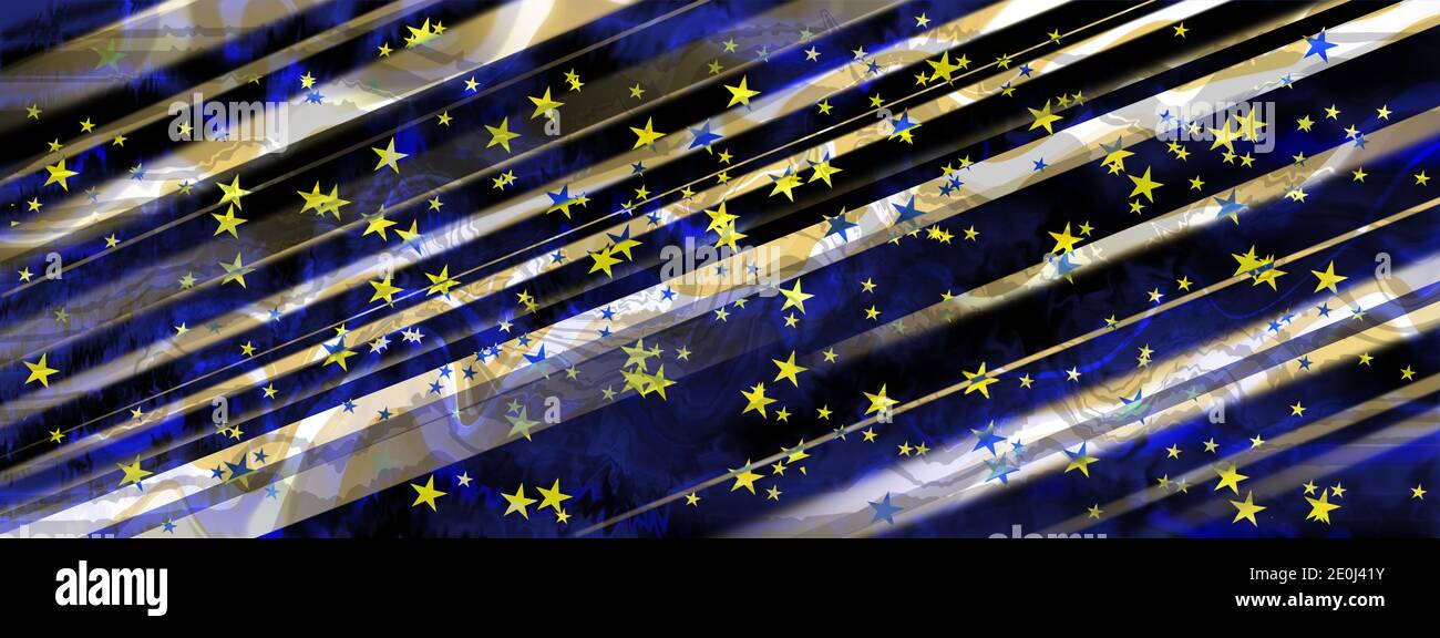 Sfondo festoso con strisce diagonali e stelle. Foto Stock