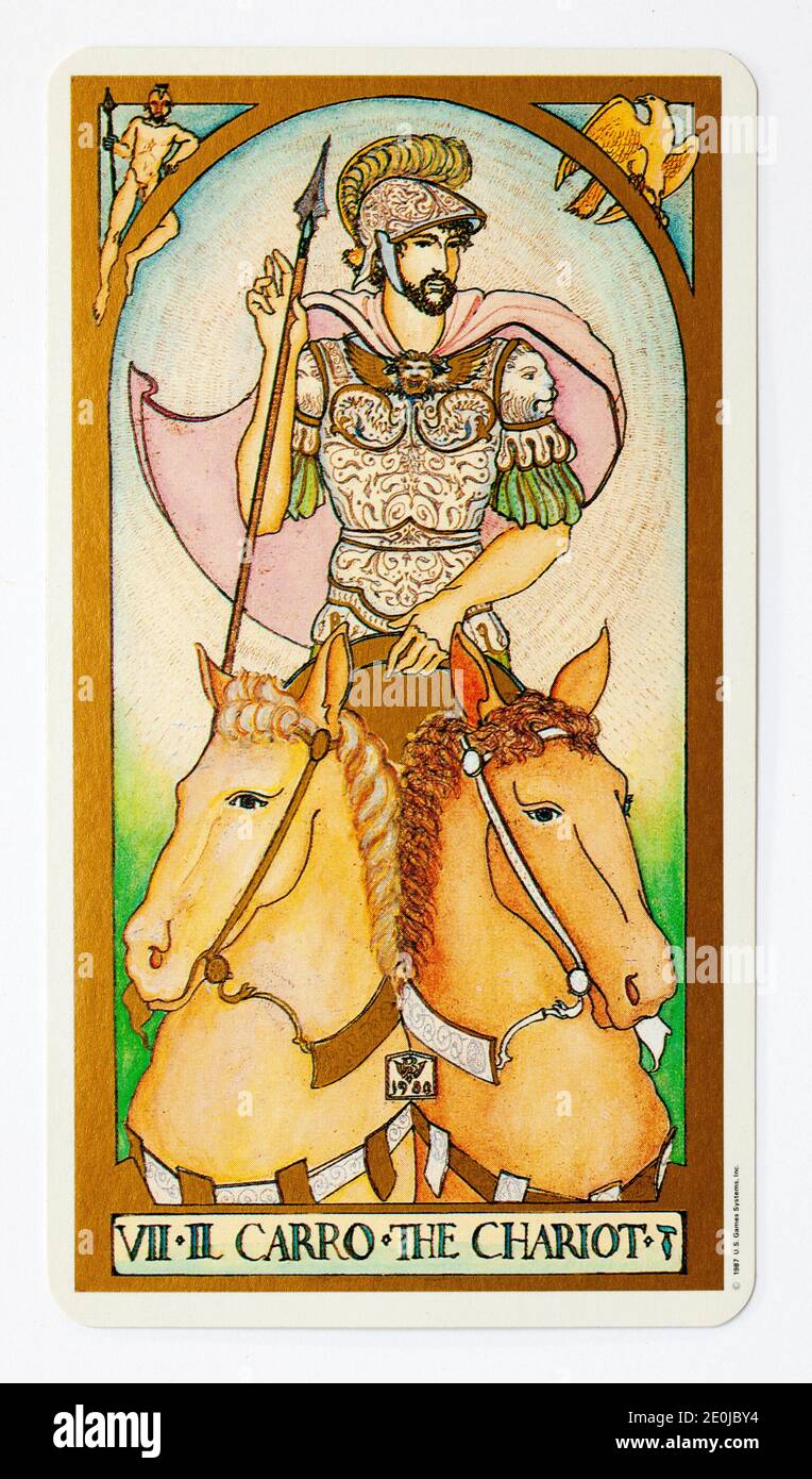 La carta dei Tarocchi Chariot di US Games Systems Ltd Renaissance Ponte Foto Stock