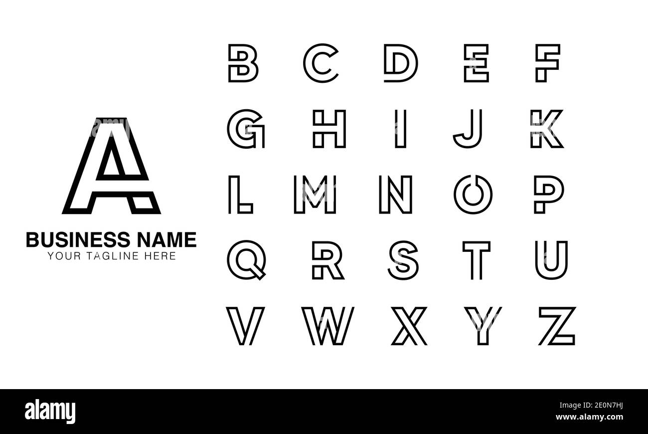 SET DI LOGO INIZIALE DA A a Z | abstract iniziale moderno logo creativo minimo, immagine modello vettoriale. Logo delle iniziali tipografiche. Illustrazione Vettoriale
