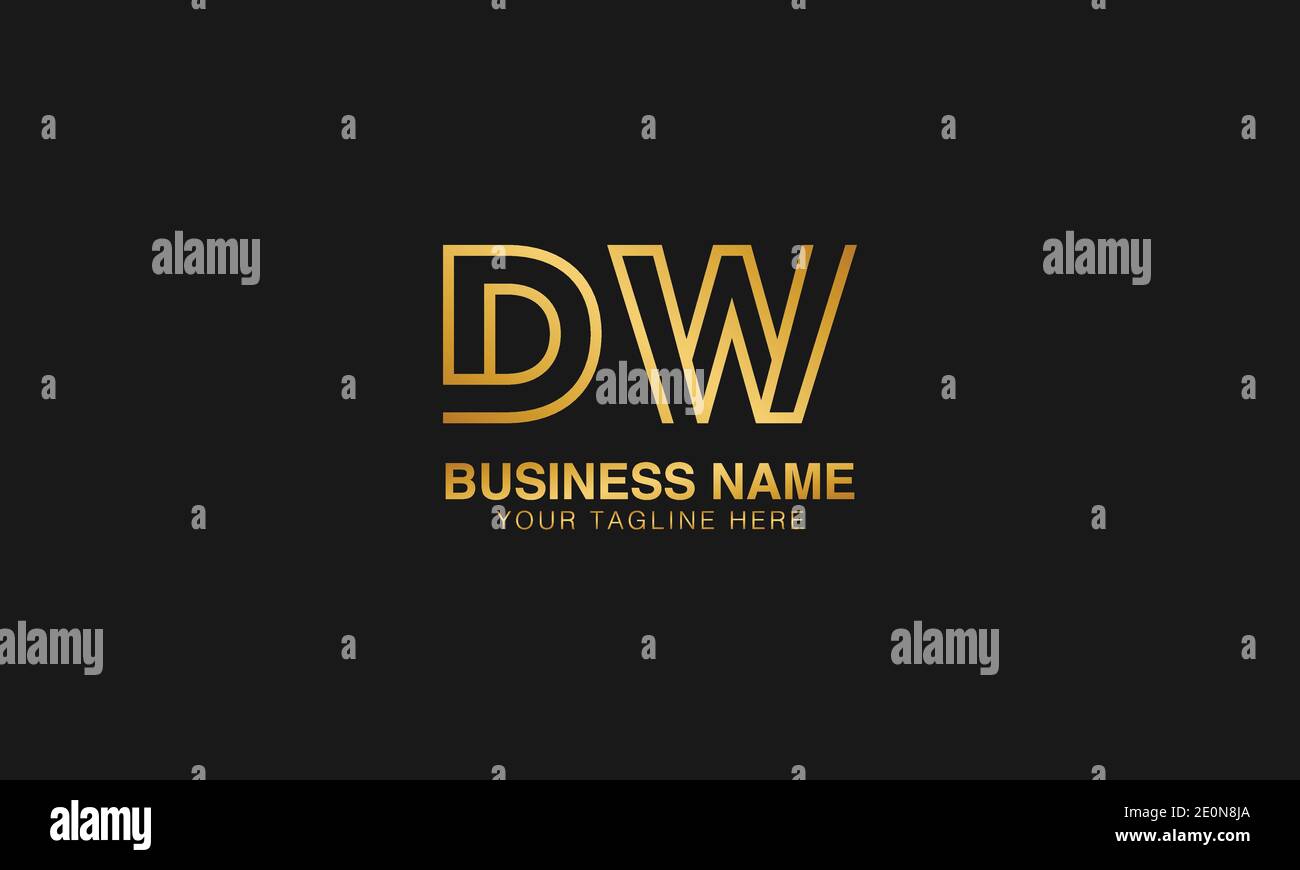DW D W vettore di disegno del logo tipografico basato su lettere iniziali Illustrazione Vettoriale