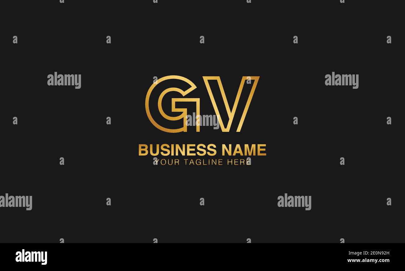 GV G V vettore di disegno del logo tipografico basato su lettere iniziali Illustrazione Vettoriale