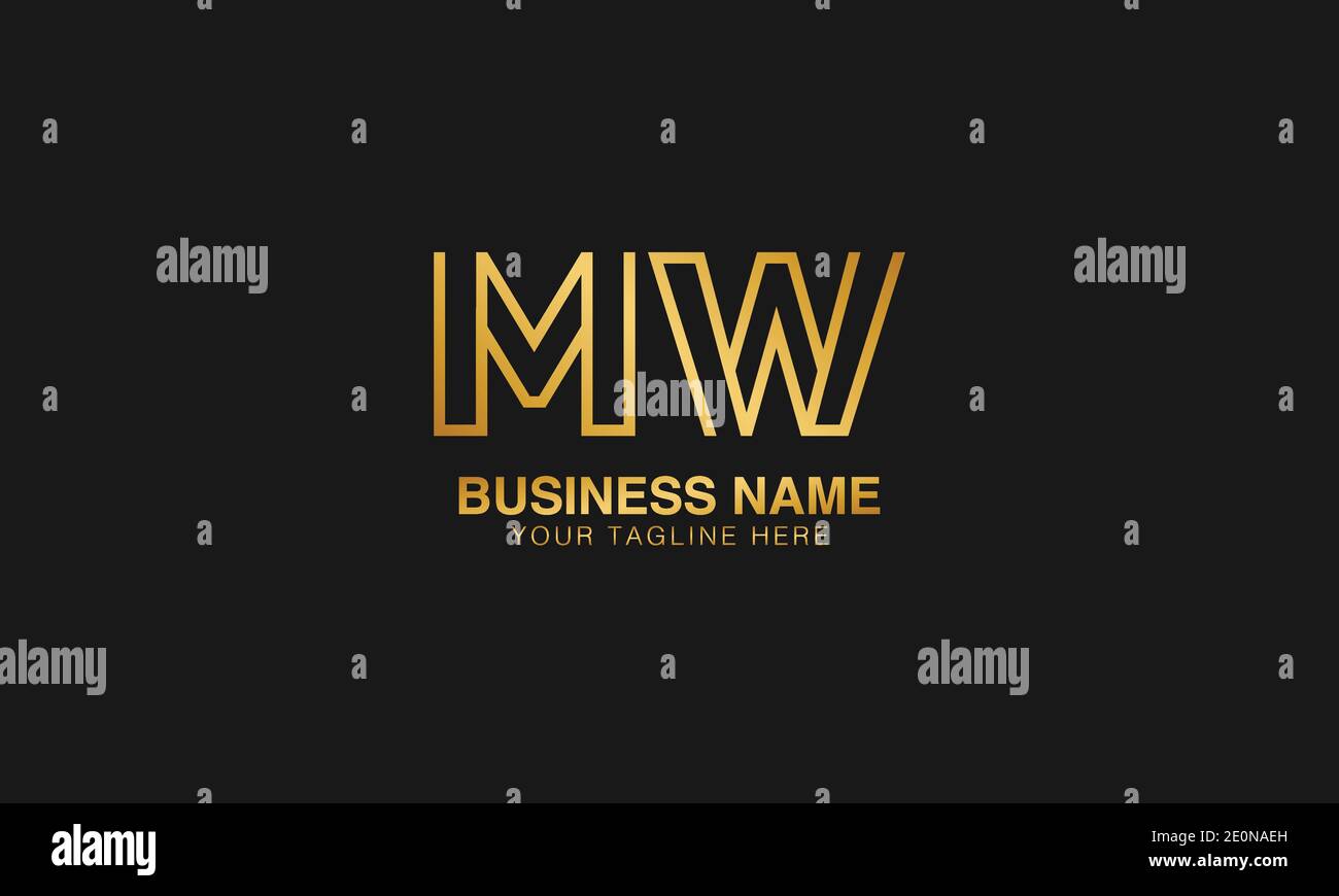 MW M W vettore di disegno del logo tipografico basato su lettere iniziali Illustrazione Vettoriale