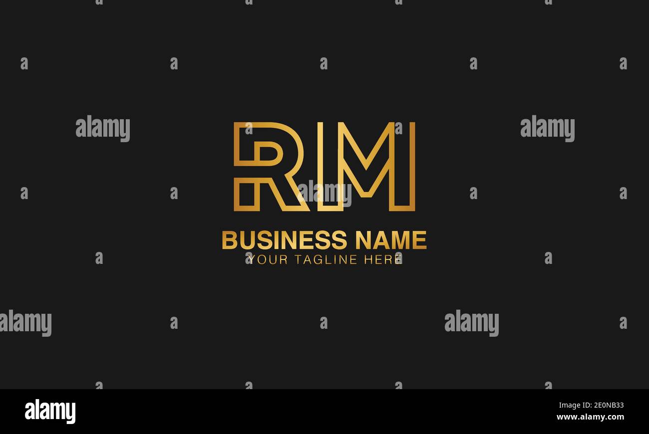 RM R M vettore di disegno del logo tipografico basato su lettere iniziali Illustrazione Vettoriale