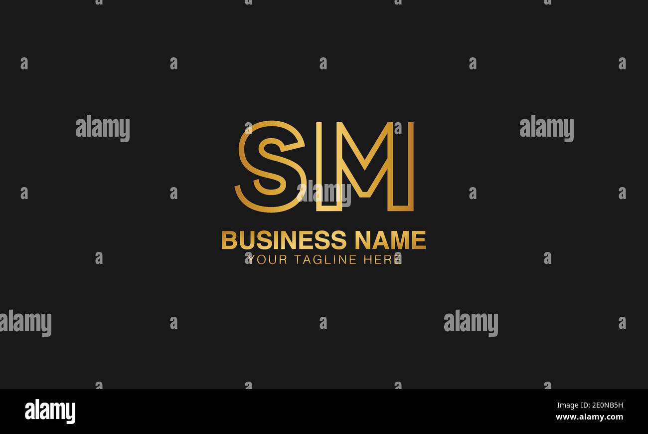 SM S M Initial Based Letter typography logo design vettoriale Illustrazione Vettoriale