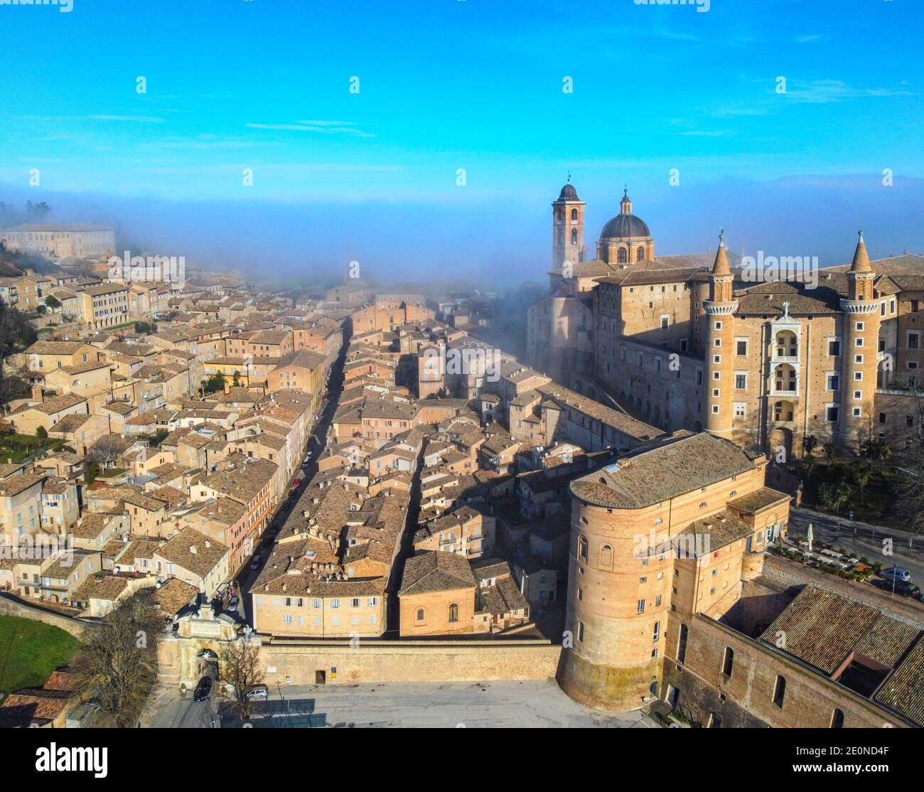 Veduta aerea di Urbino, Marche, Italia Foto Stock