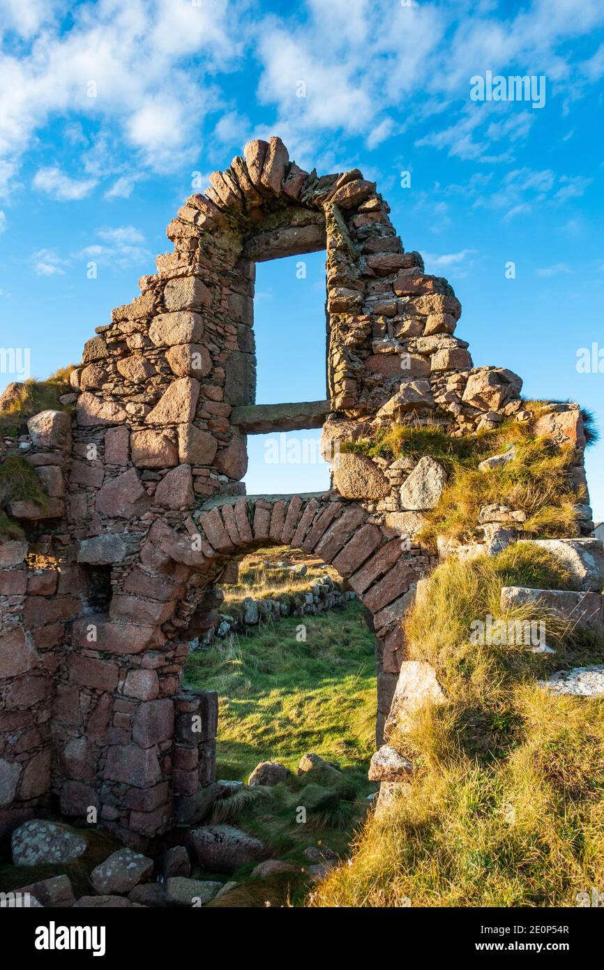 Le rovine del castello di Boddam a Boddam vicino Peterhead in Aberdeenshire, Scozia, Regno Unito Foto Stock
