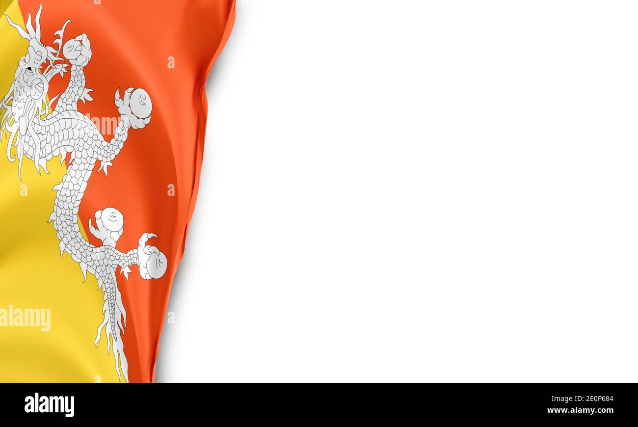 Bandiera nazionale di Butan in background bianco Foto Stock