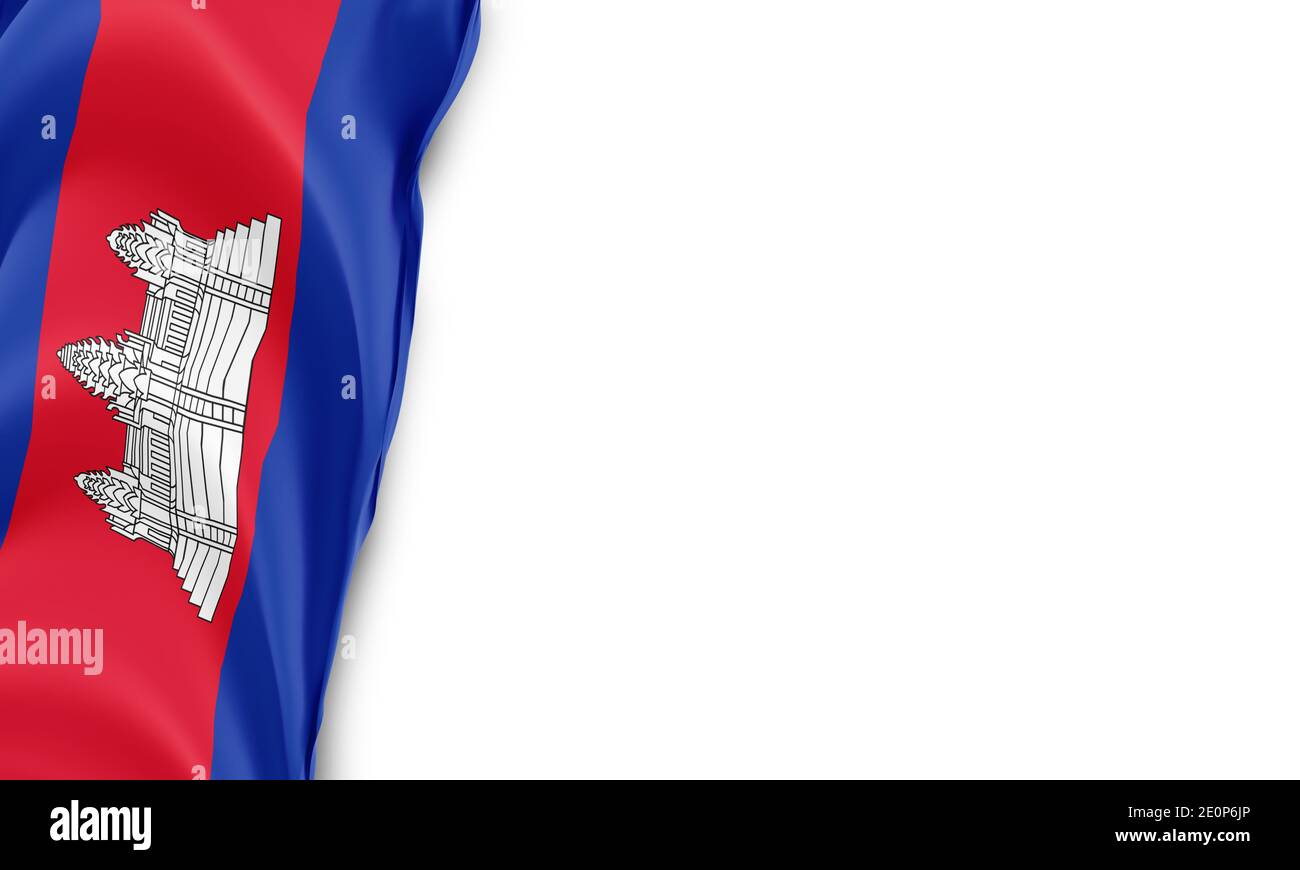 Cambogia bandiera nazionale in background bianco Foto Stock