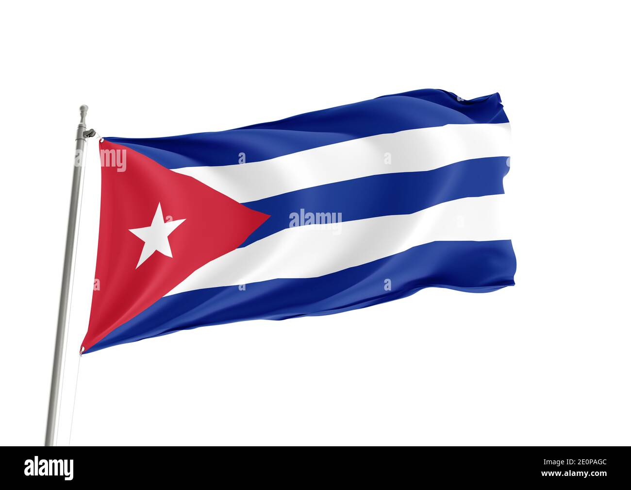 Bandiera nazionale cubana in background bianco Foto Stock