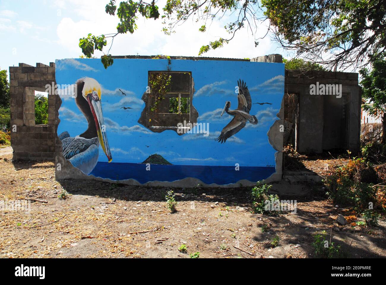 Caraibi: Isole di sinistra: St Kitts e Nevis: Nevis; Mural Foto Stock