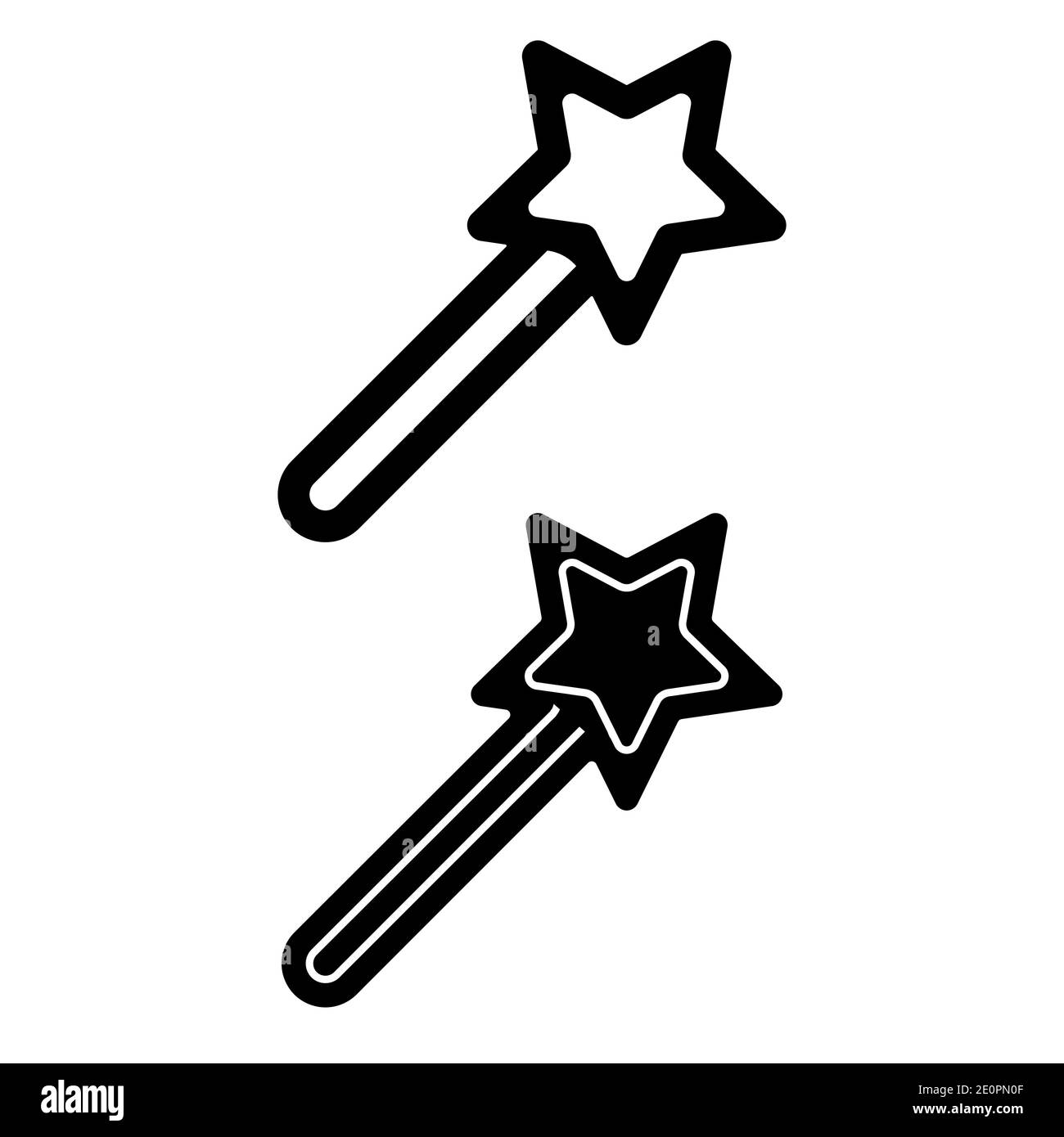 Logo vettoriale icona bacchetta magica, versione in bianco e nero Illustrazione Vettoriale