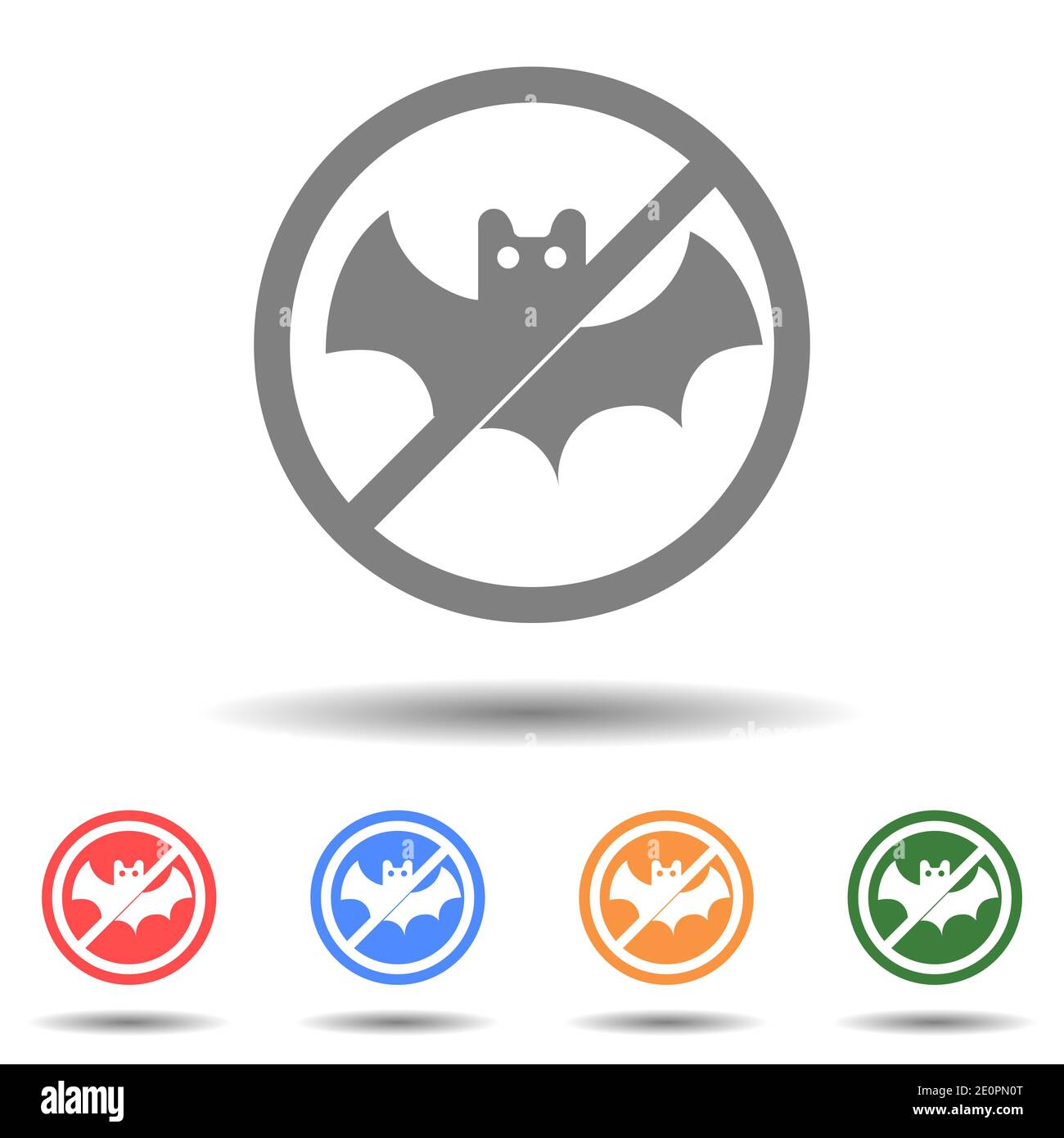 Non è consentito mangiare bat icona segno logo vettore isolato su sfondo Illustrazione Vettoriale