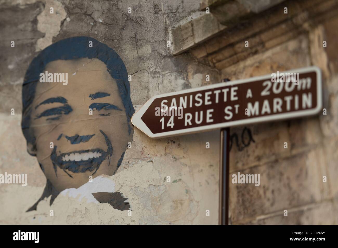 Arte di strada a Parigi nel Marais Foto Stock