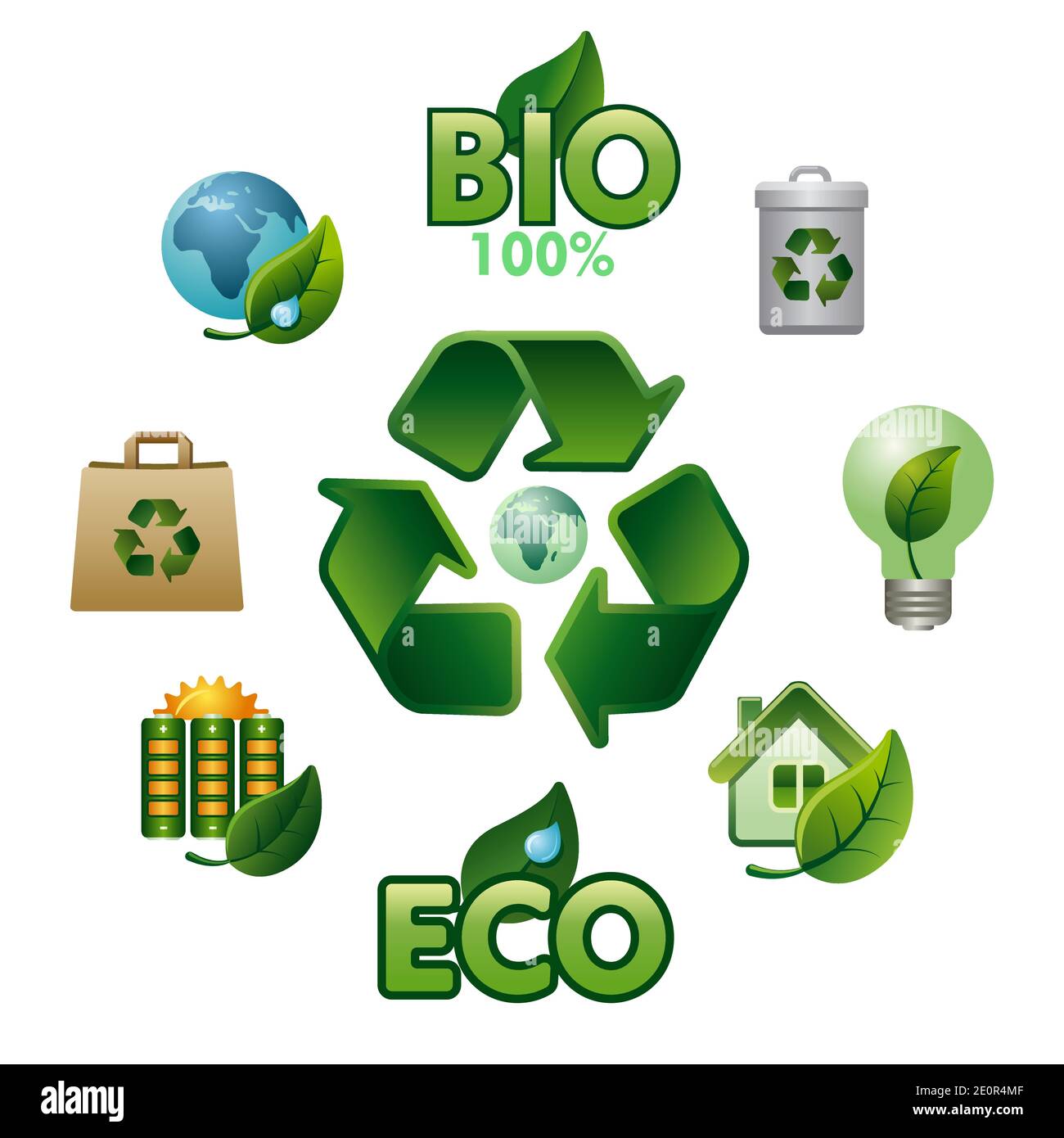 Serie di icone lucide relative all'ecologia. Elementi per concept mobile e app Web. Illustrazione Vettoriale