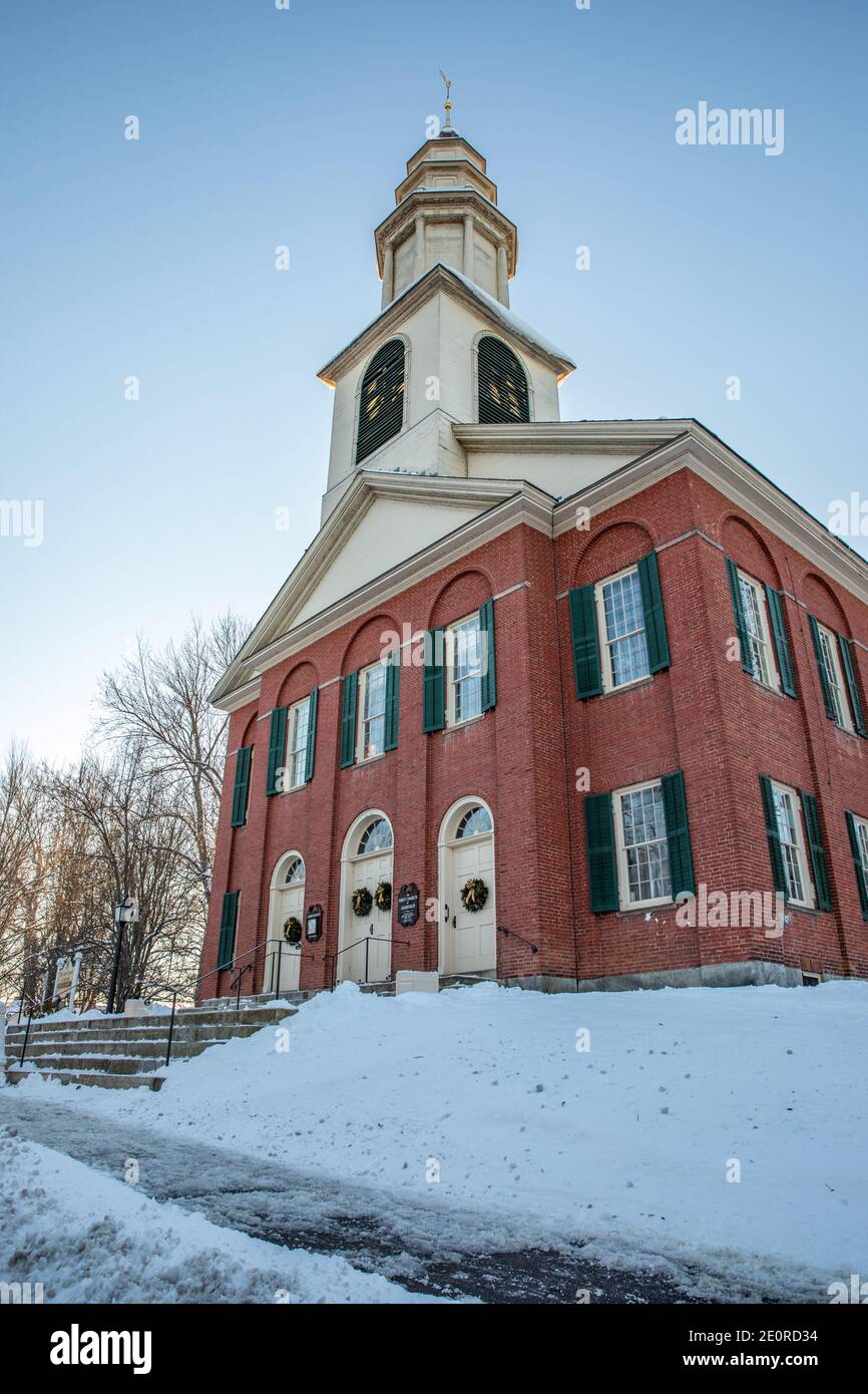 La prima chiesa di Deerfield a Deerfield, Massachusetts Foto Stock
