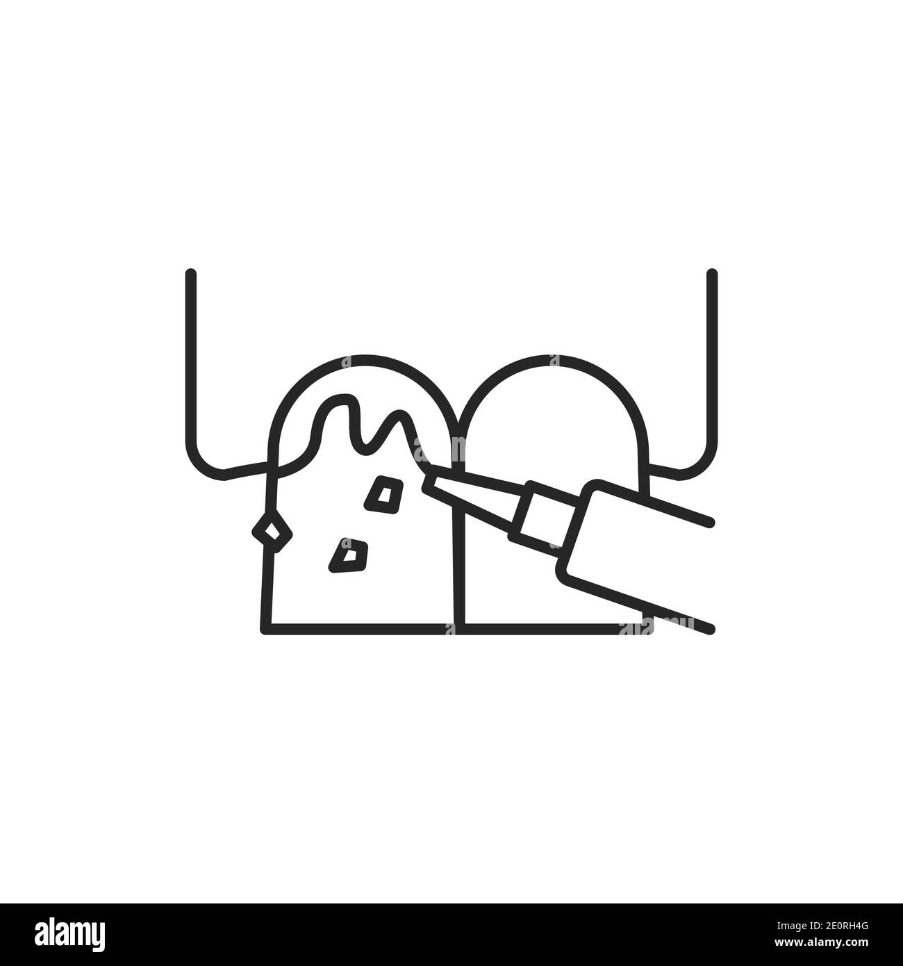 Icona della linea di colori per la pulizia professionale dei denti. Pittogramma per pagina web, app mobile, promo. Tratto modificabile. Illustrazione Vettoriale