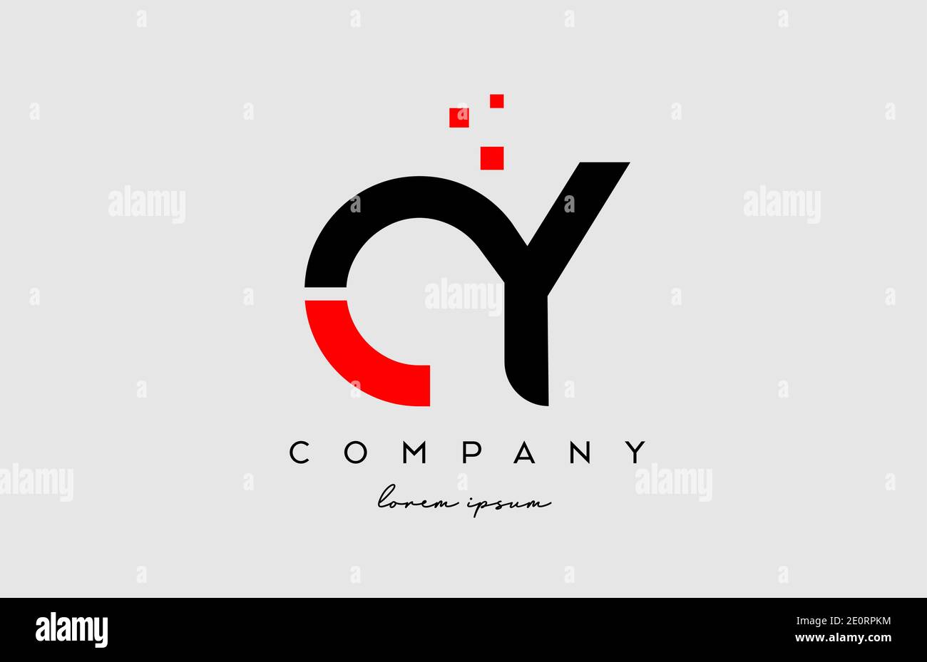 Combinazione di icone con il logo della lettera alfabetica CY C Y rosso nero. Design per aziende e aziende Illustrazione Vettoriale
