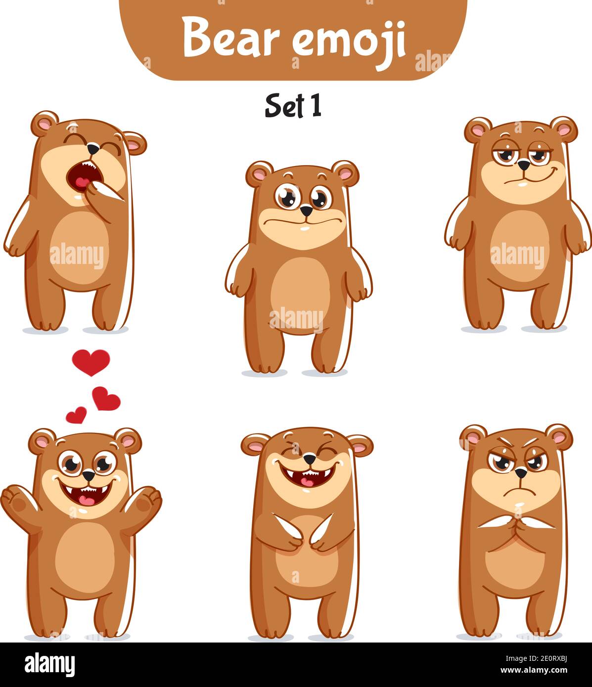 Insieme vettoriale di simpatici personaggi dell'orso. Set 1 Illustrazione Vettoriale