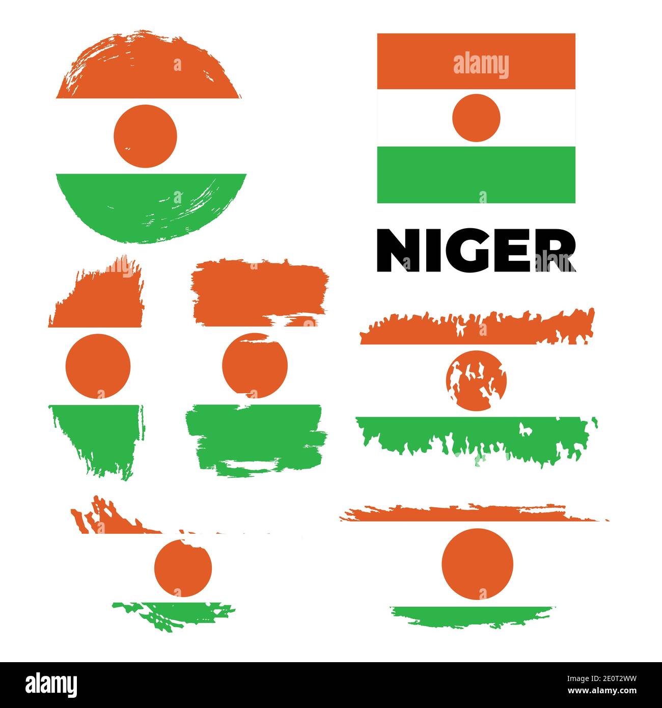 Bandiera in stile grunge del Niger su sfondo trasparente. Illustrazione Vettoriale