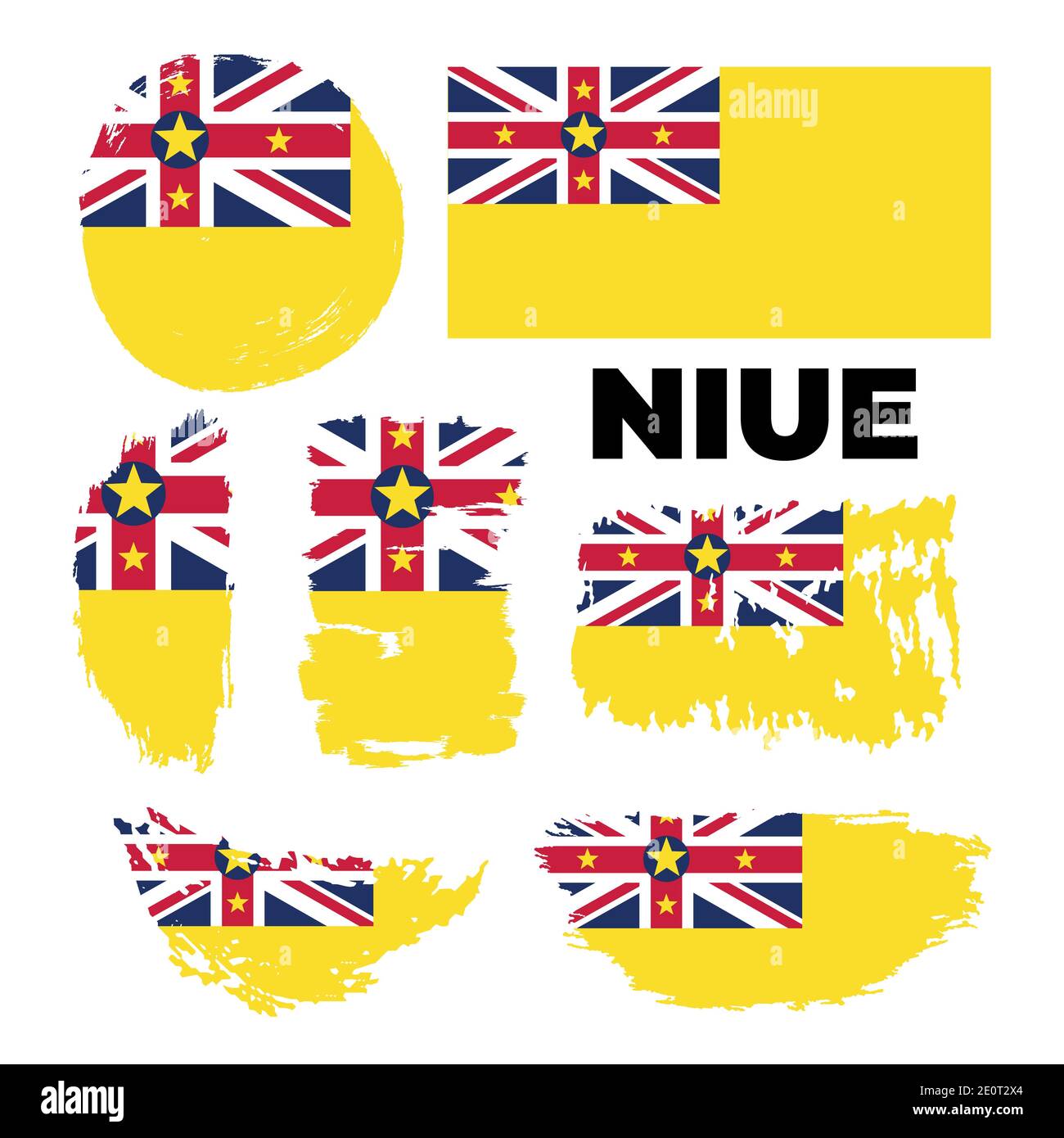 Giornata nazionale felice di Niue con bandiera grunge acquerello pennello sfondo Illustrazione Vettoriale