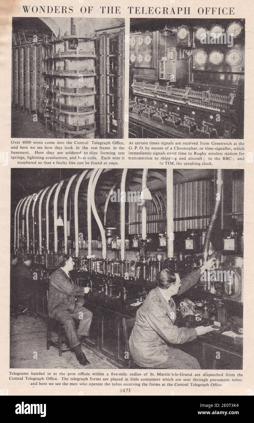 Il Telegraph - Foto d'epoca degli interni dell'Ufficio Centrale del Telegraph. Foto Stock