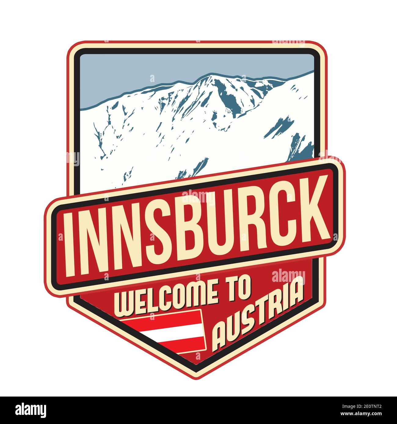 Adesivo Innsburck Travel su sfondo bianco, illustrazione vettoriale Illustrazione Vettoriale