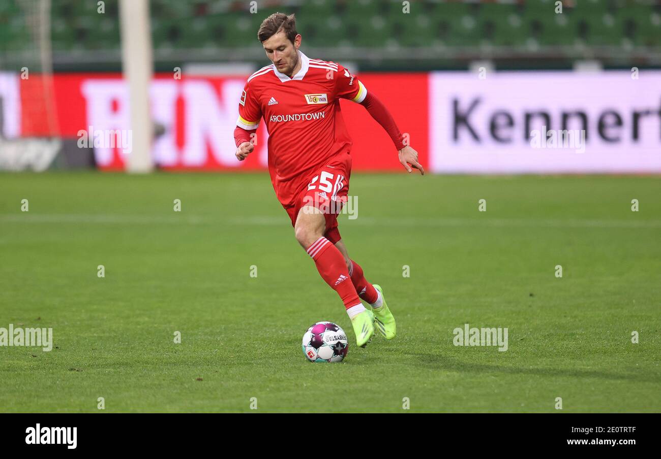 Brema, Germania. 2 gennaio 2021. Firo: 02.01.2021 Fuvuball, stagione 2020/21 1. Bundesliga: SV Werder Bremen - Union Berlin 0: 2 Christopher Lenz, SINGLE ACTION, UNION | Usage worldwide Credit: dpa/Alamy Live News Foto Stock