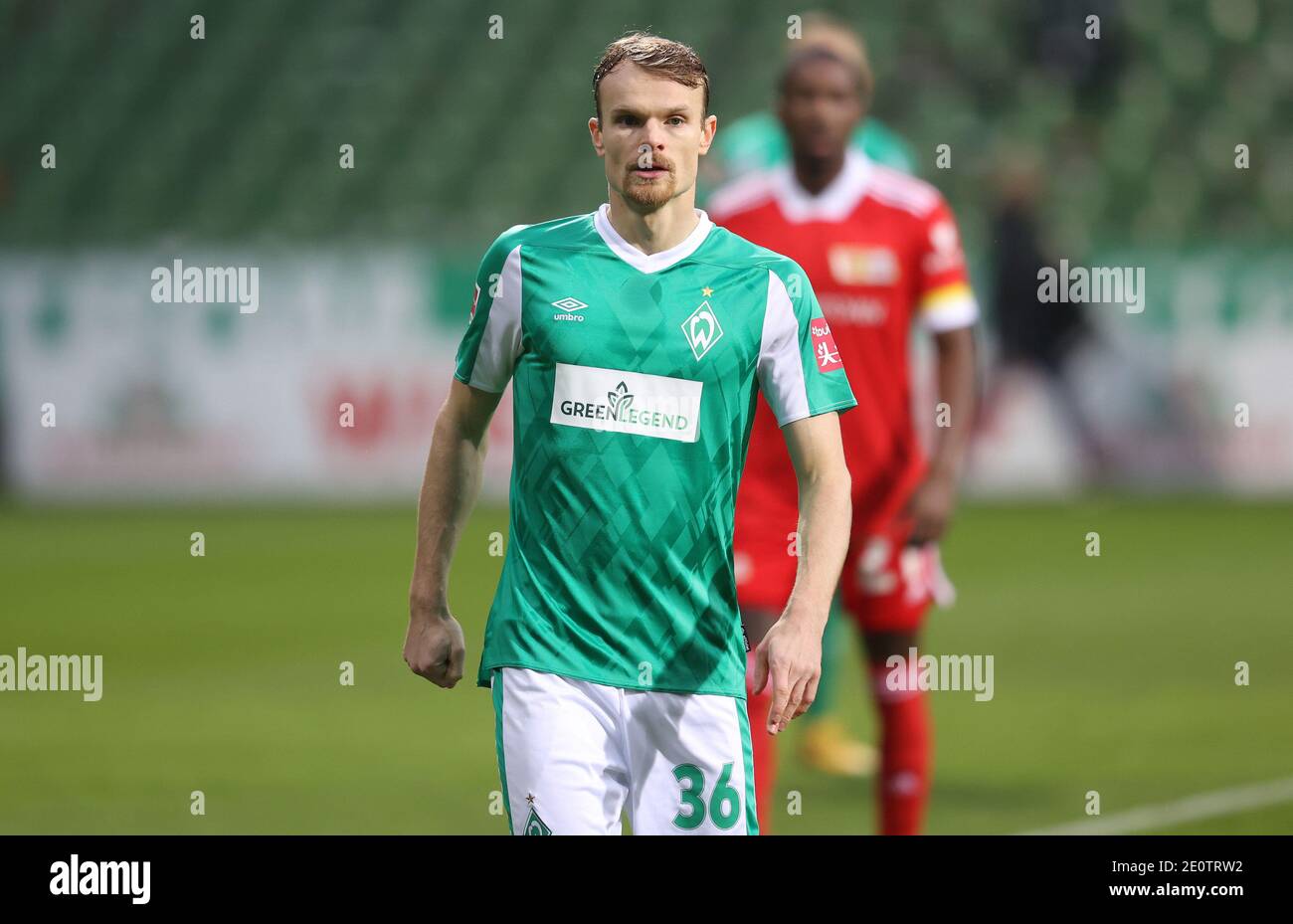 Brema, Germania. 2 gennaio 2021. Firo: 02.01.2021 Fuvuball, stagione 2020/21 1. Bundesliga: SV Werder Bremen - Union Berlin 0: 2 Christian Grovu, mezza figura, werder | Usage worldwide Credit: dpa/Alamy Live News Foto Stock