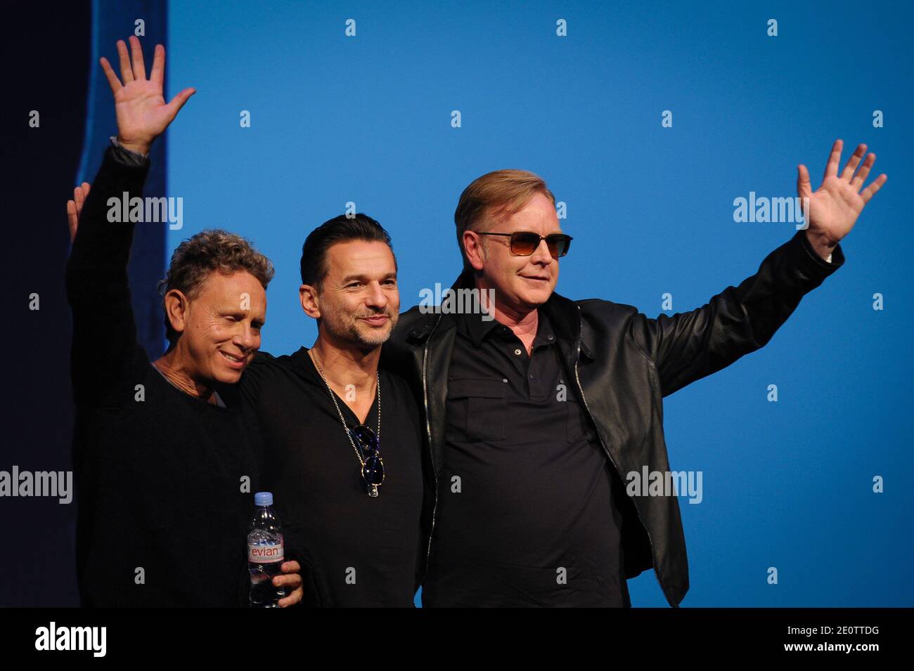 La British Band Depeche Mode (Dave Gahan, Martin Gore e Andy Fletcher) dà una conferenza stampa per annunciare il loro World Tour 2013, a Parigi, Francia, il 23 ottobre 2012. Foto di Christophe Guibbaud/ABACAPRESS.COM Foto Stock