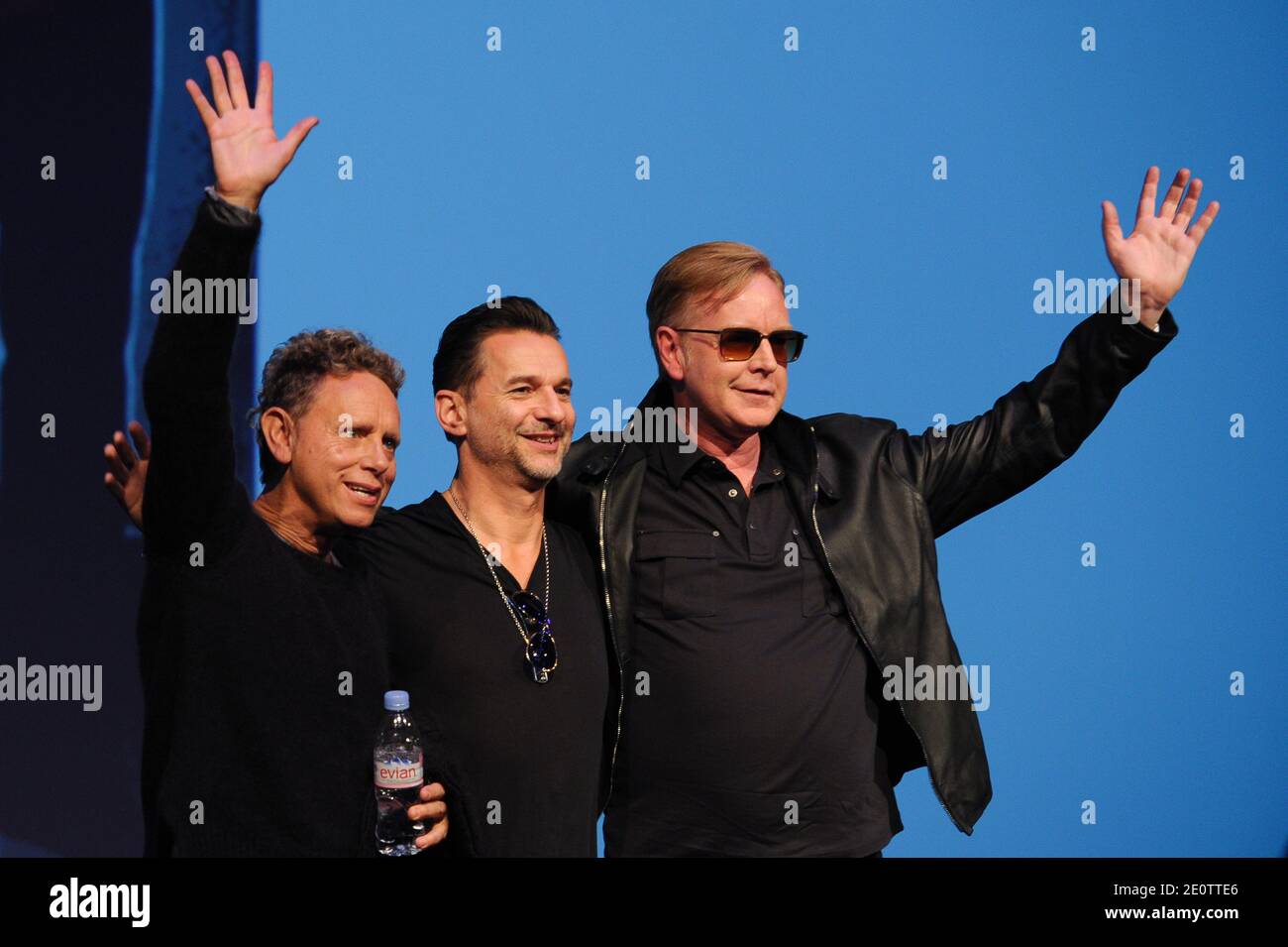 La British Band Depeche Mode (Dave Gahan, Martin Gore e Andy Fletcher) dà una conferenza stampa per annunciare il loro World Tour 2013, a Parigi, Francia, il 23 ottobre 2012. Foto di Christophe Guibbaud/ABACAPRESS.COM Foto Stock