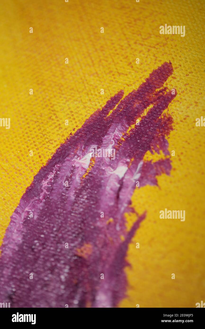 Vernice acrilica colorata su tela arte attacco primo piano moderne stampe di alta qualità. Foto Stock