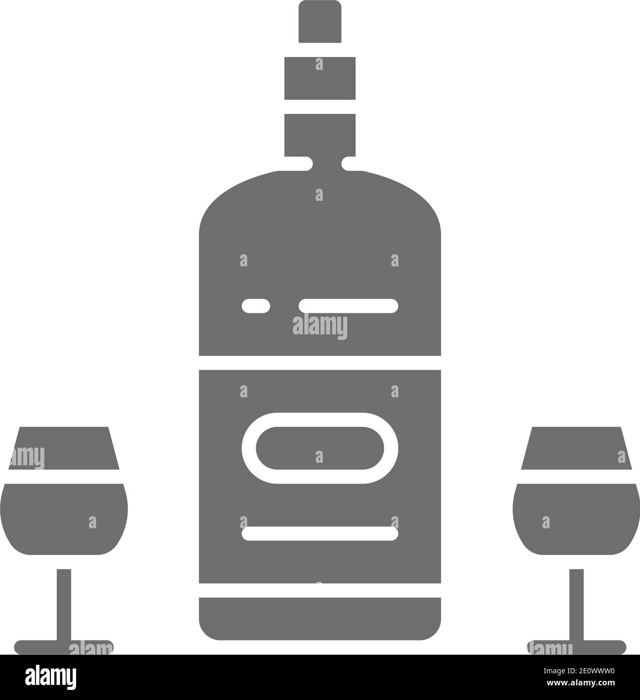 Vino francese, alcol, bevande natalizie icona grigia. Illustrazione Vettoriale