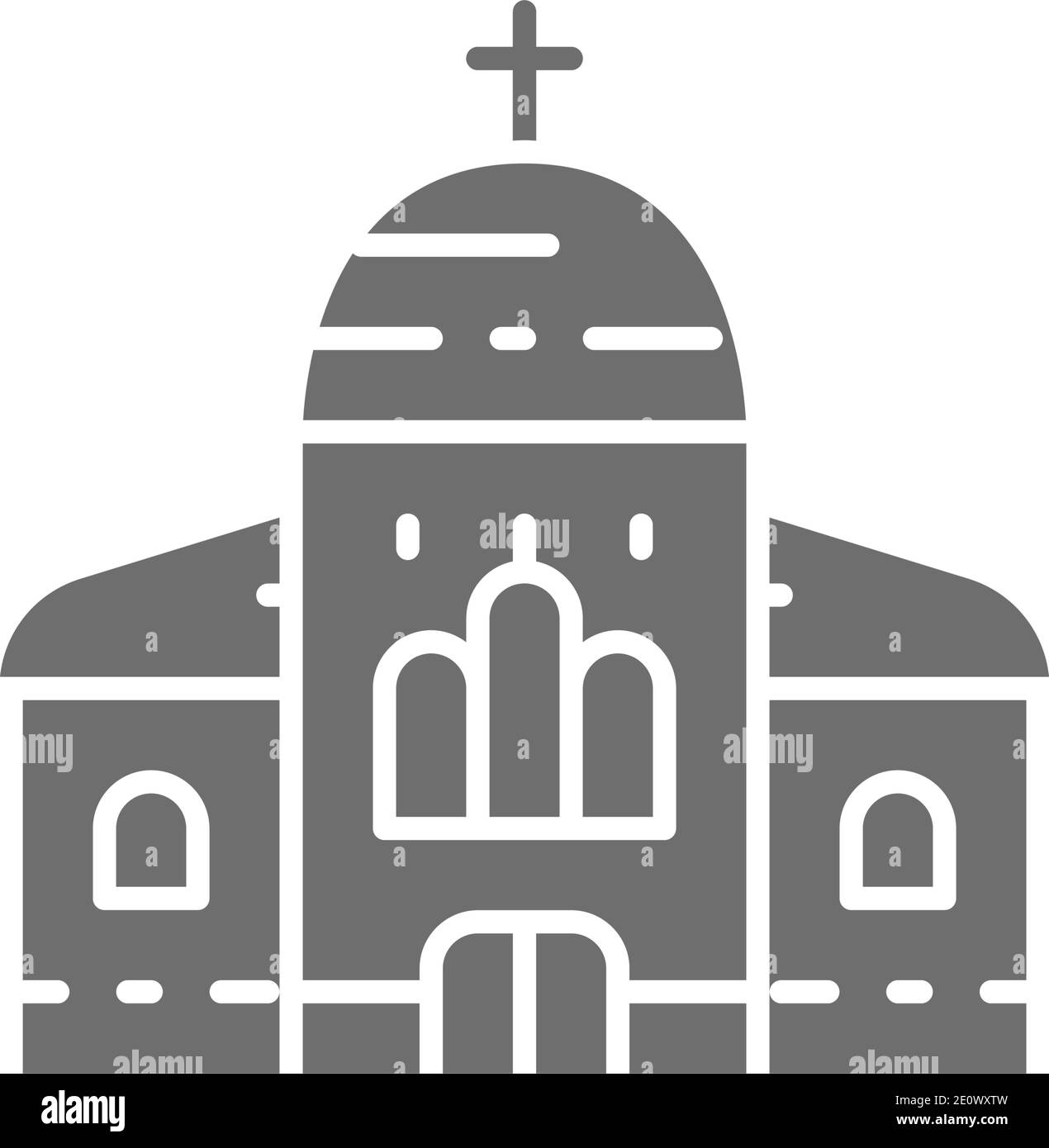 Chiesa, cattedrale icona grigia. Isolato su sfondo bianco Illustrazione Vettoriale