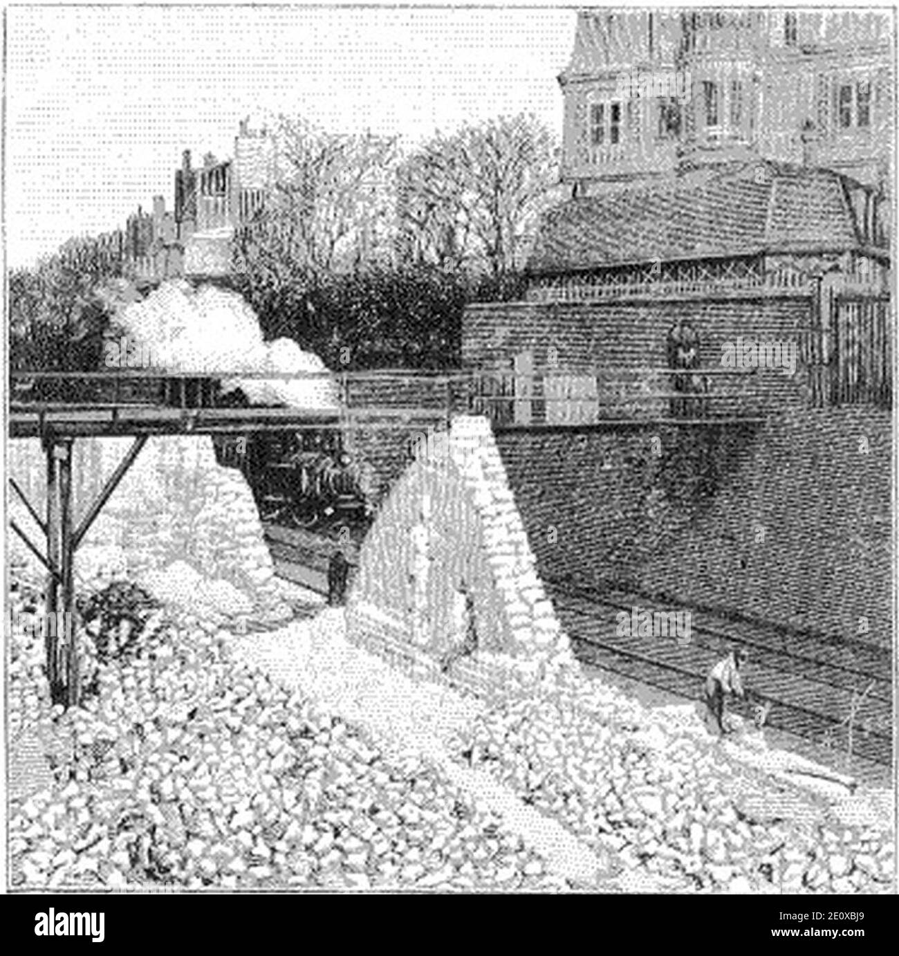 Les travaux de la ligne de Courcelles-Champ-de-Mars - Élargissement aux environs de la gare de l'Avenue du Bois de Boulogne CR. Foto Stock