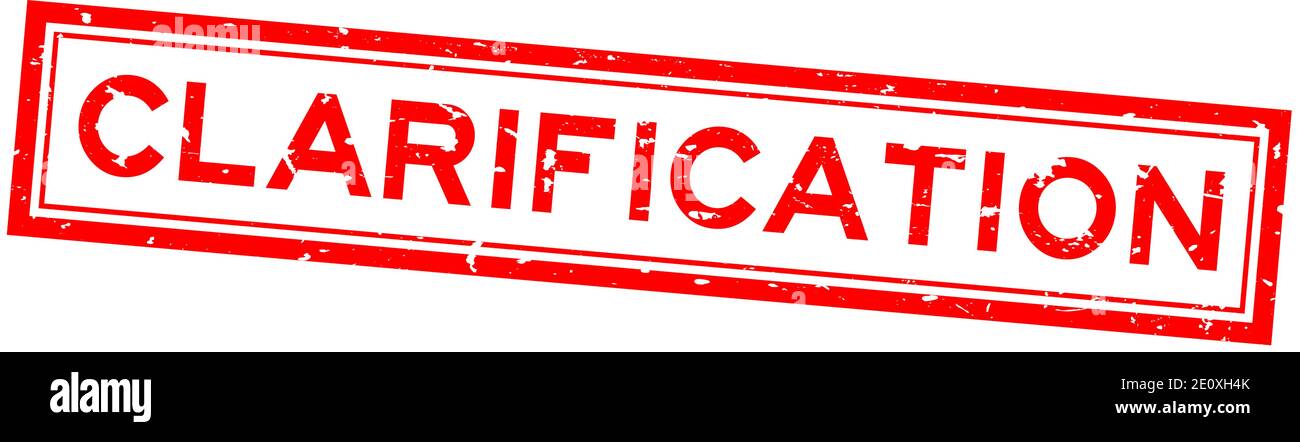 Grunge rosso chiarificazione parola gomma quadrata sigillo stampigliato su bianco sfondo Illustrazione Vettoriale